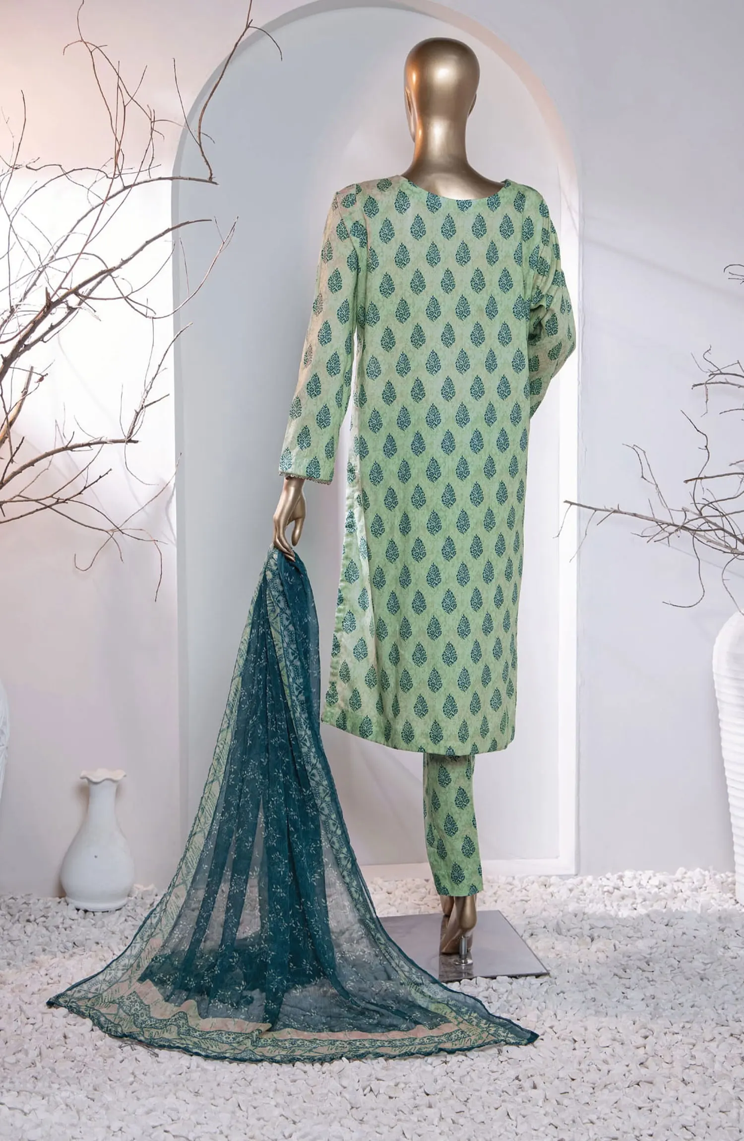 HZ Menakari Digital Printed Embroidered Collection 2024 - MEC 96