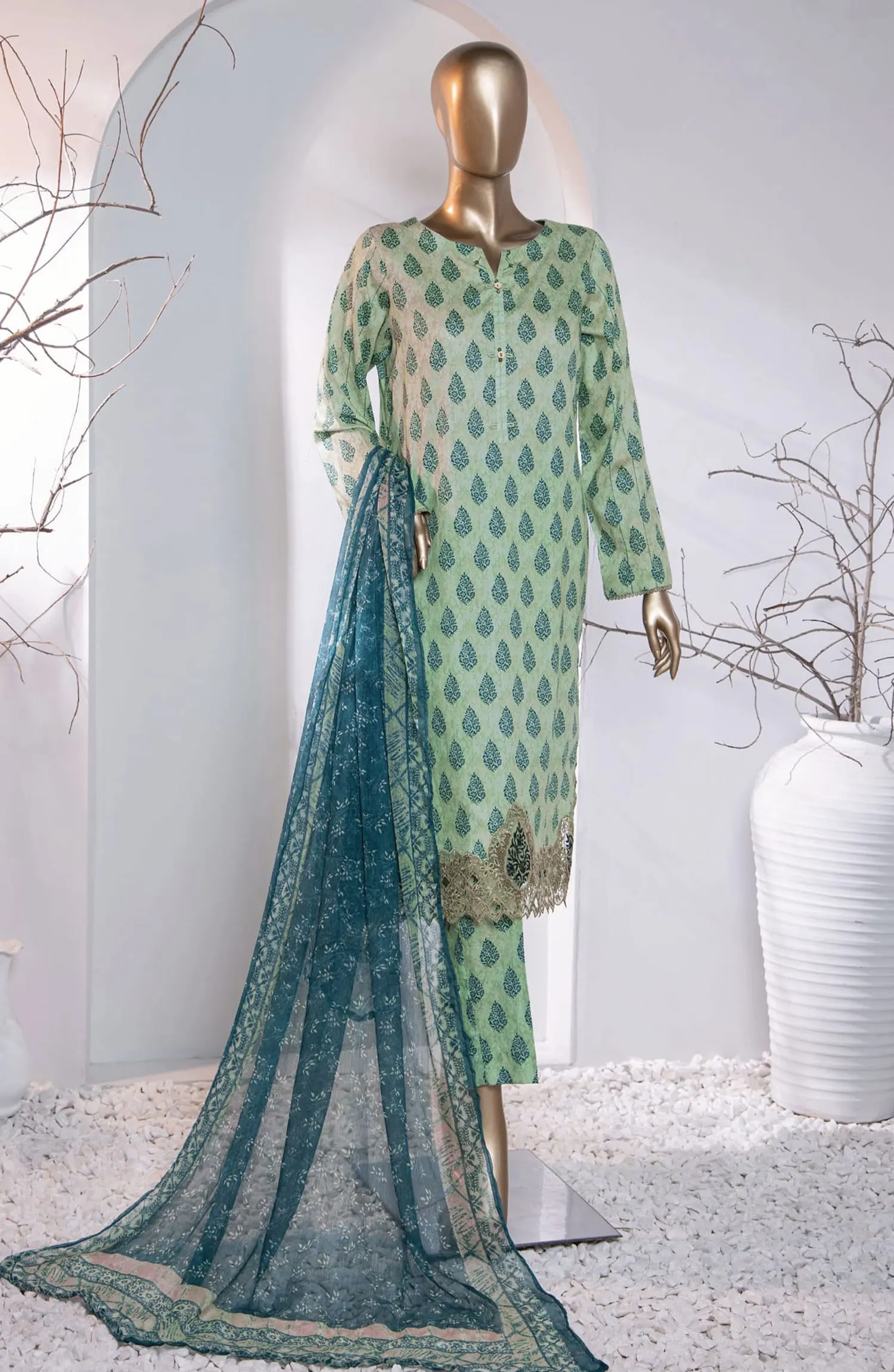 HZ Menakari Digital Printed Embroidered Collection 2024 - MEC 96