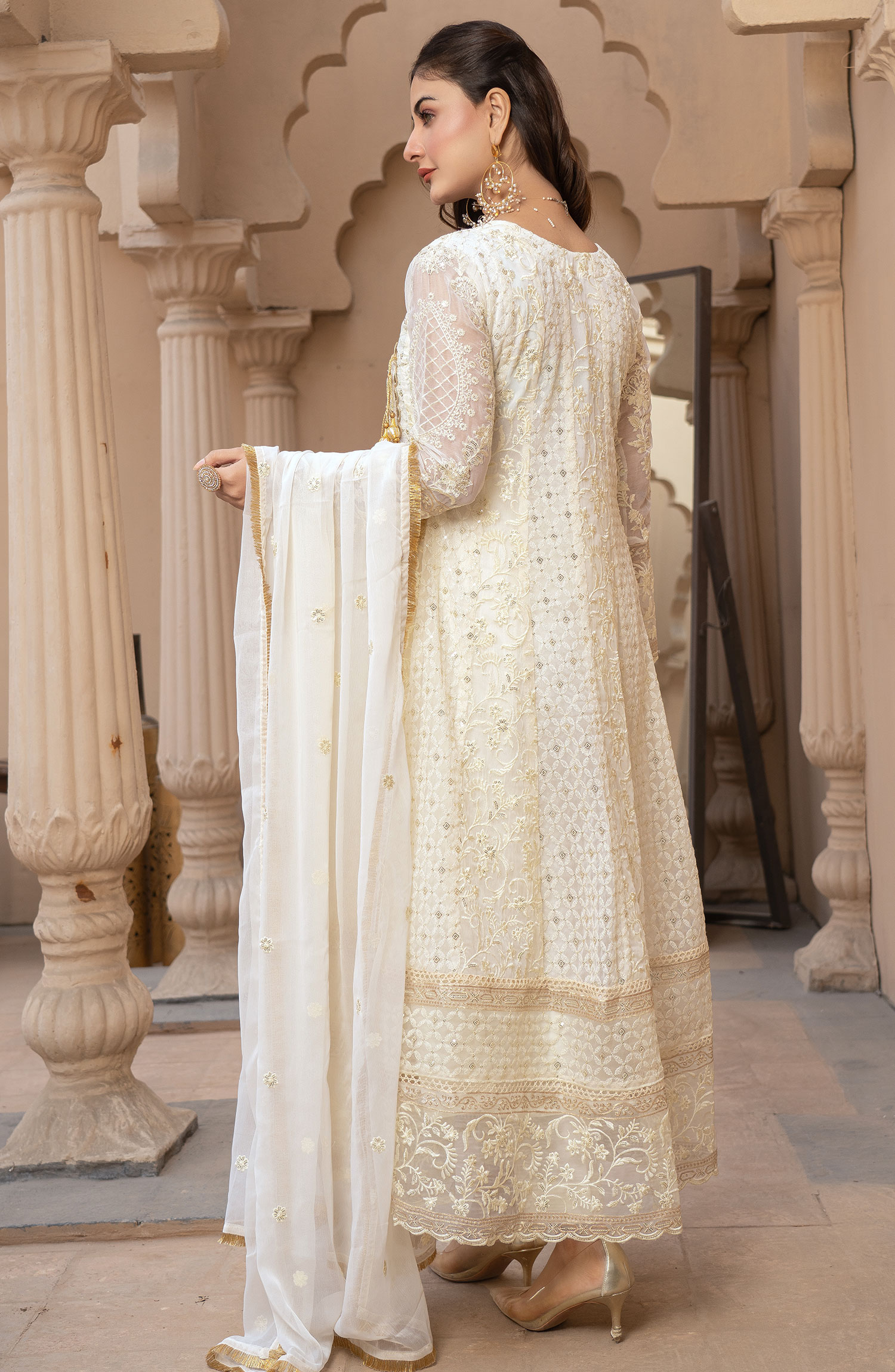 Raqs E Mughal Stitched Collection By AL Harir Apparel - Mehak Off White