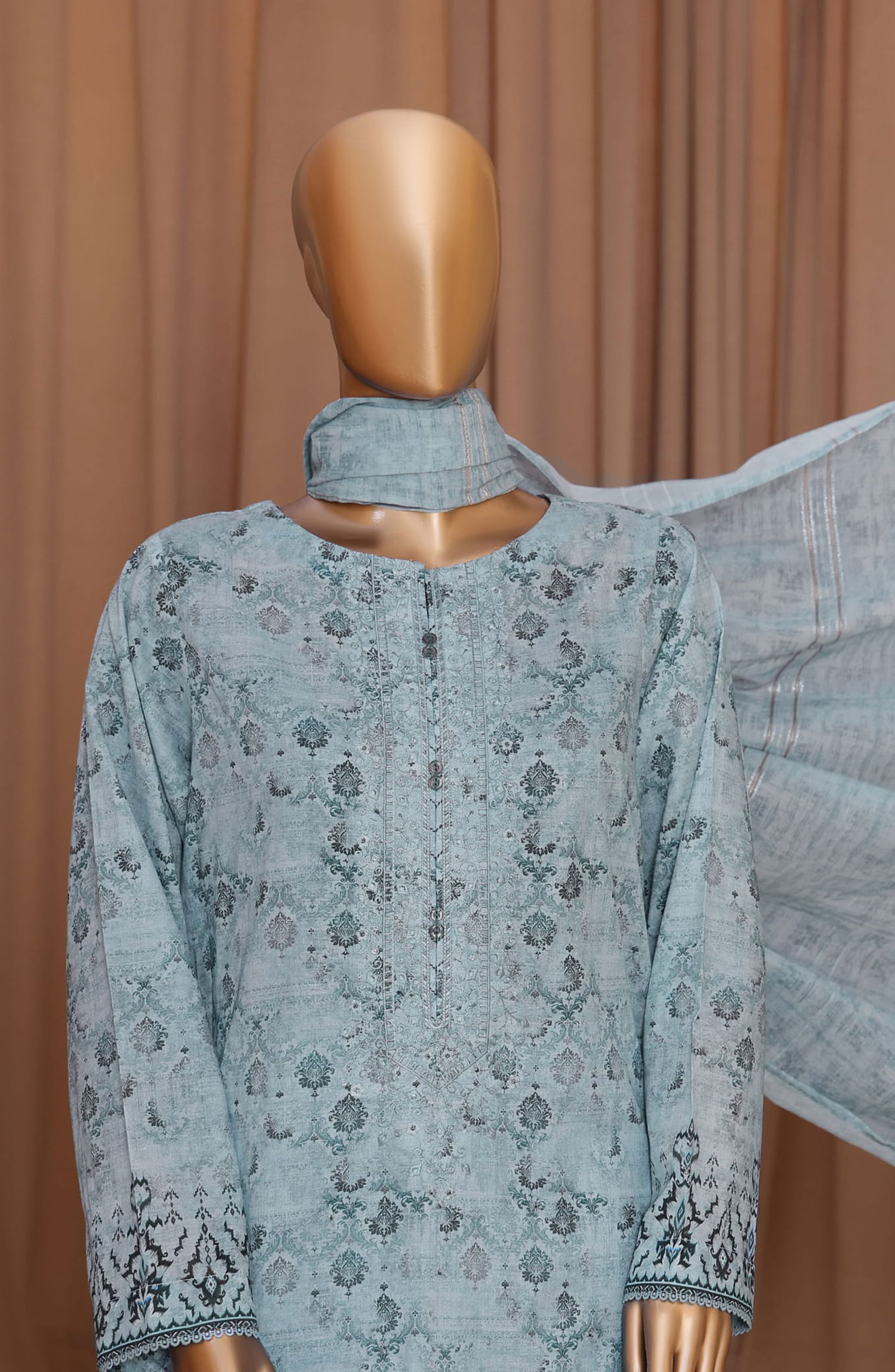 HZ Mahee Embroidered Shirt with Fancy Jacquard Dupatta Collection - MEJ-903