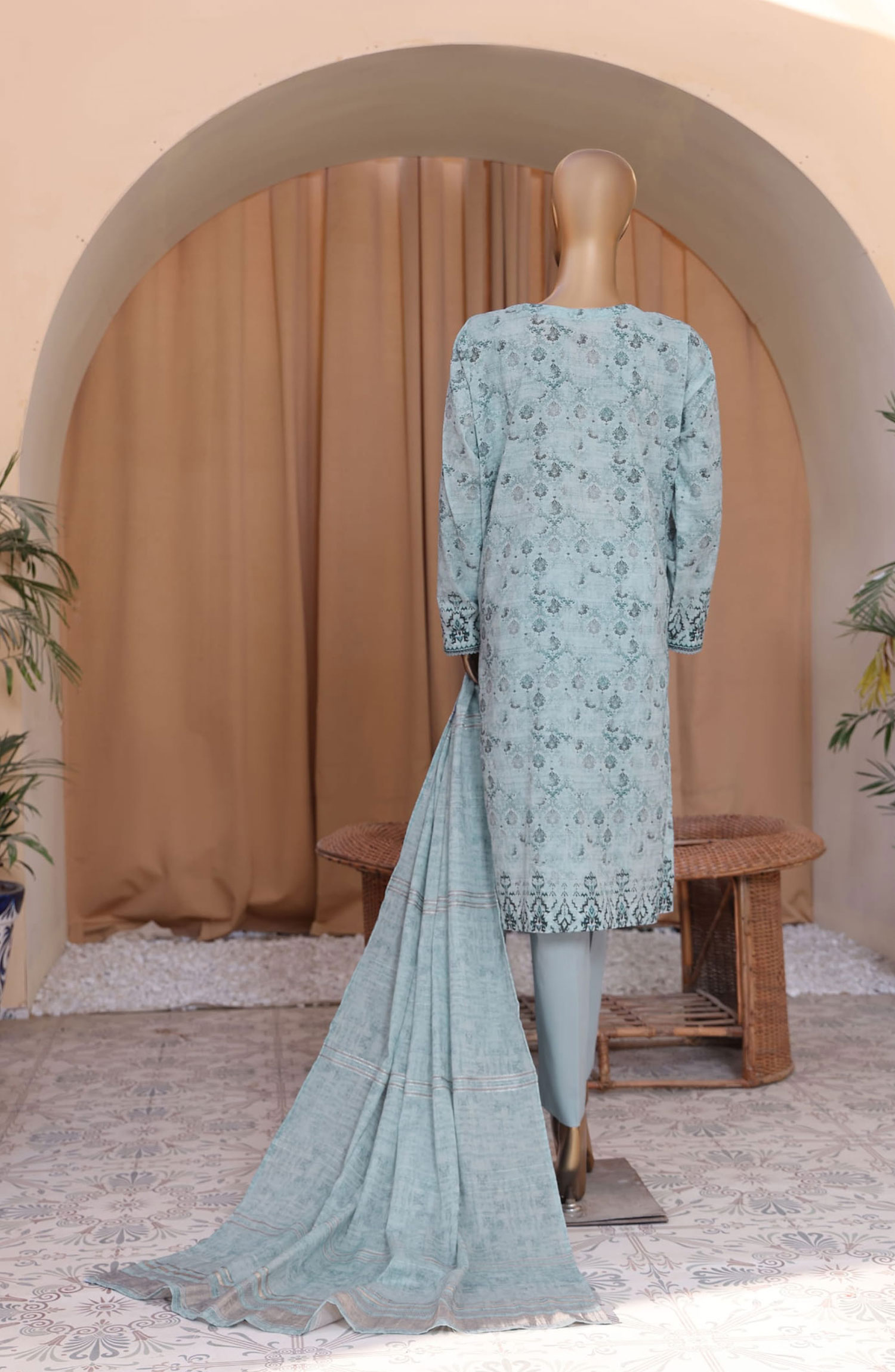 HZ Mahee Embroidered Shirt with Fancy Jacquard Dupatta Collection - MEJ-903