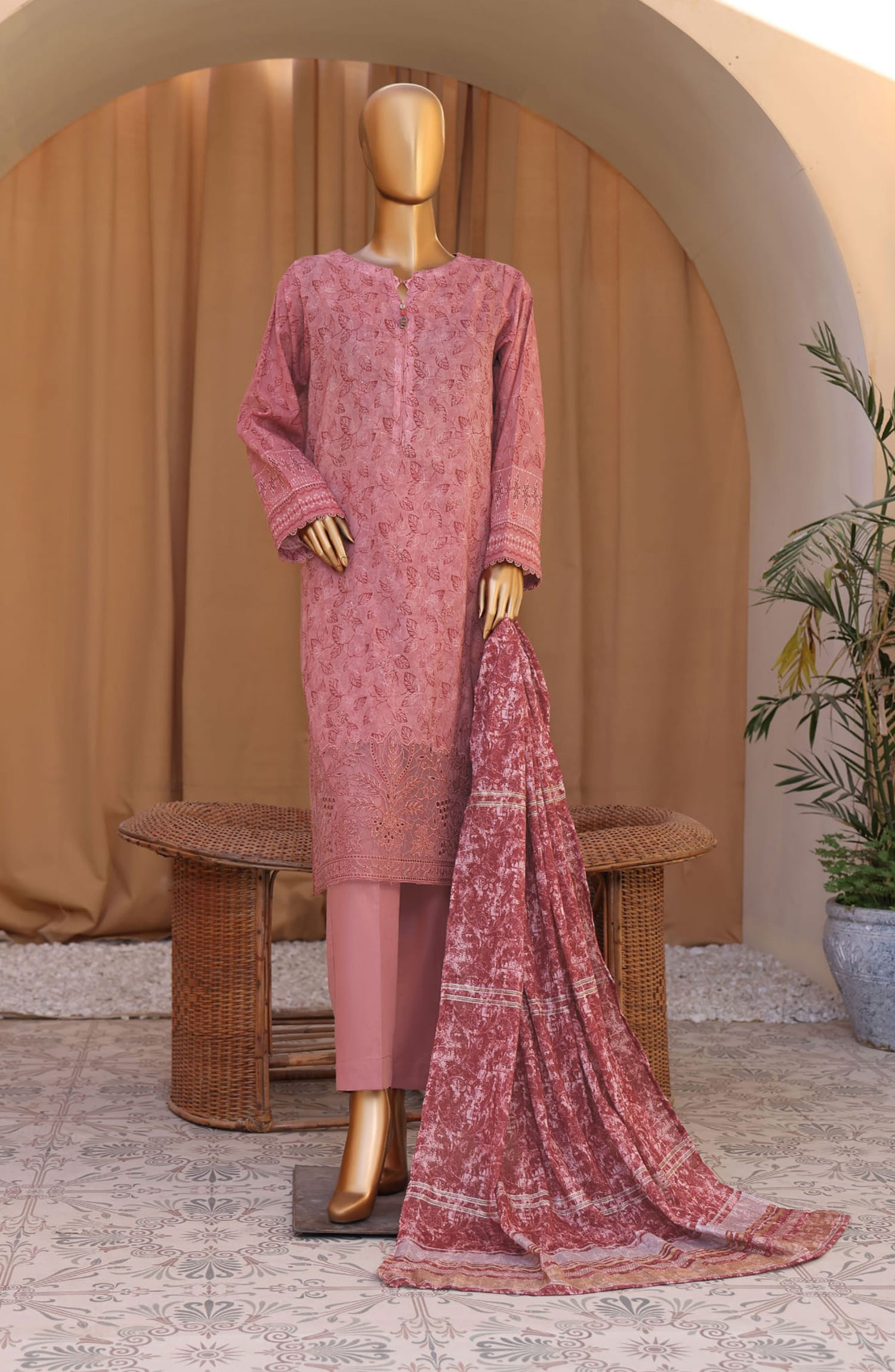 HZ Mahee Embroidered Shirt with Fancy Jacquard Dupatta Collection - MEJ-904