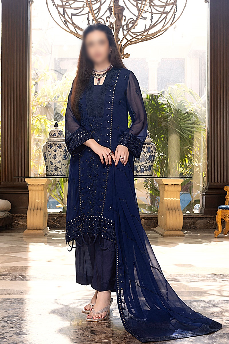 Merakish Unstitched Luxury Formal Collection 2023 - Midnight Blue