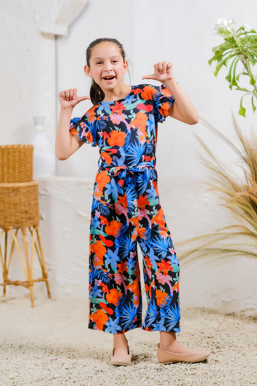 Kids 1 pc ready to wear - Midnight Tropics Jumpsuit