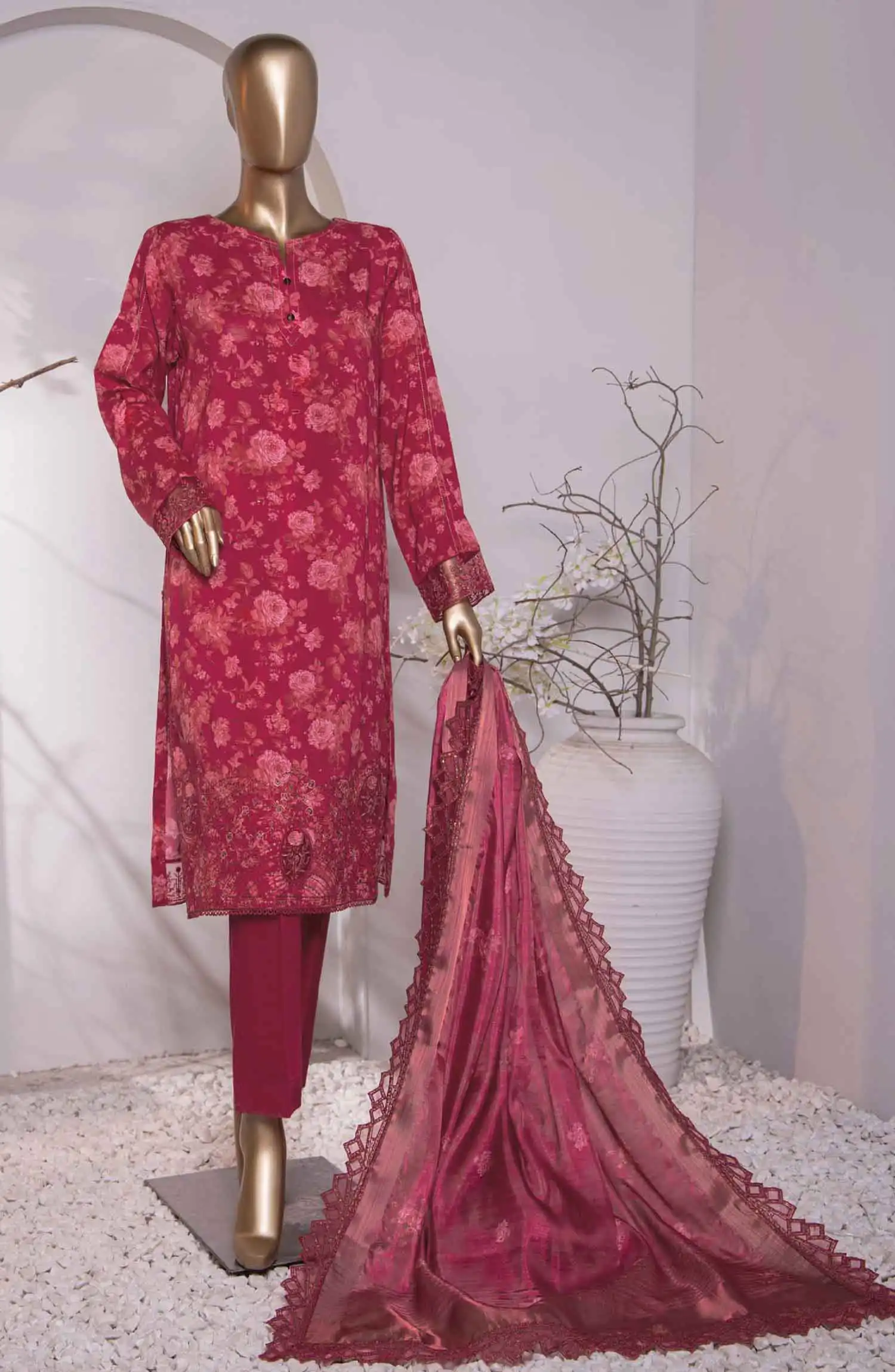 HZ Muse Luxury Raw Silk Embroidered Collection - MRE 151