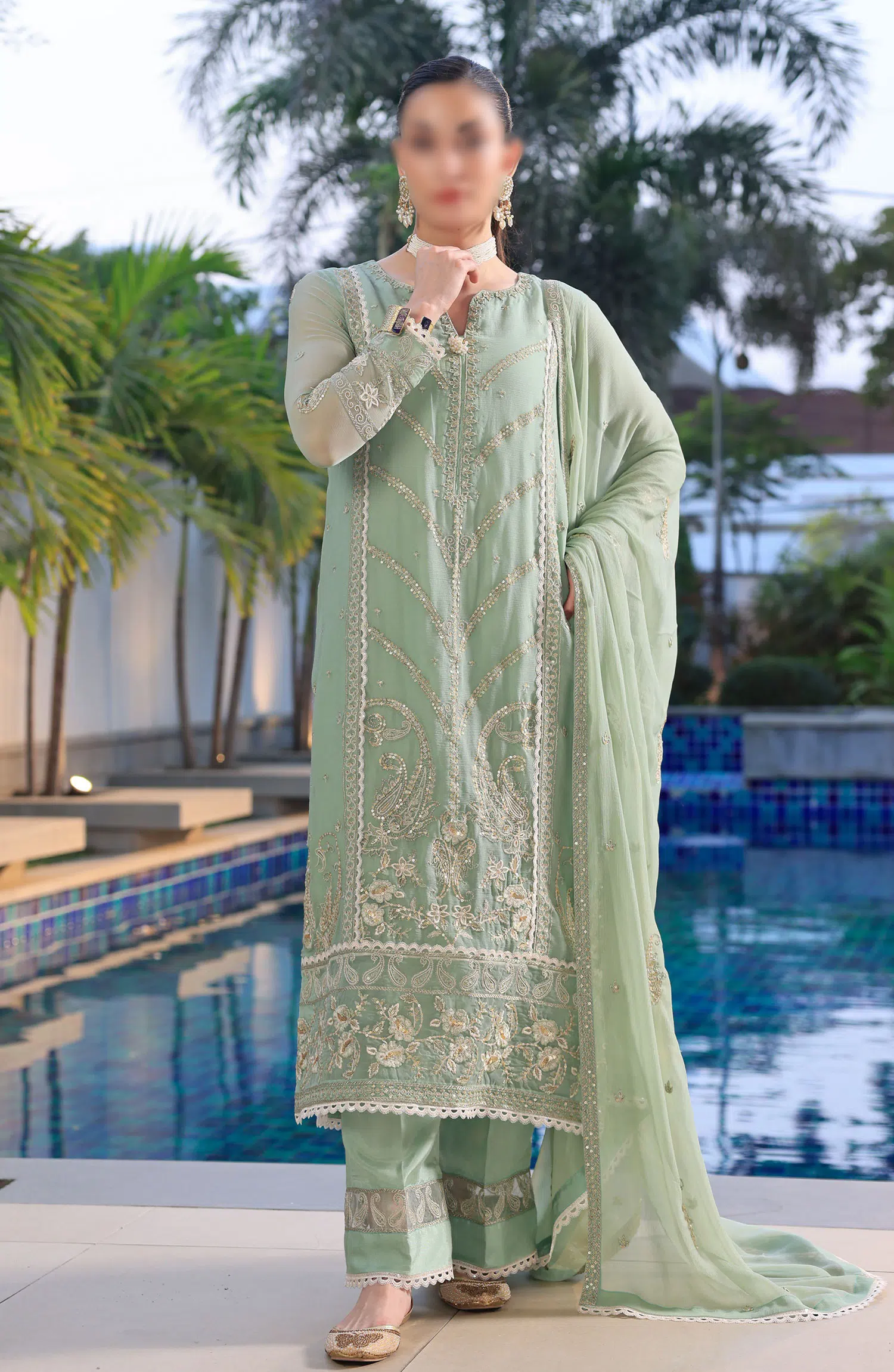 Merakish Unstitched Luxury Formal Collection Vol 12 2024 - Olive Green