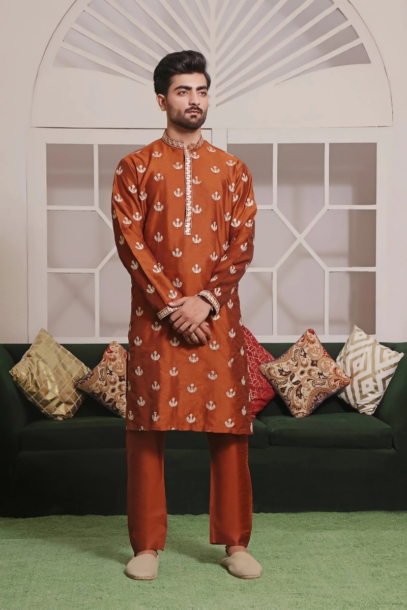 TGM Shalwar Kameez Orange Daisy