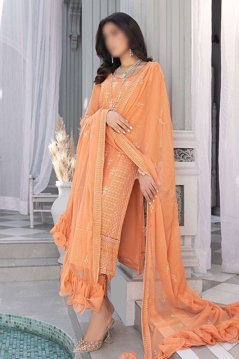 Merakish Unstitched Luxury Formal Collection 2023 - Orange Peel