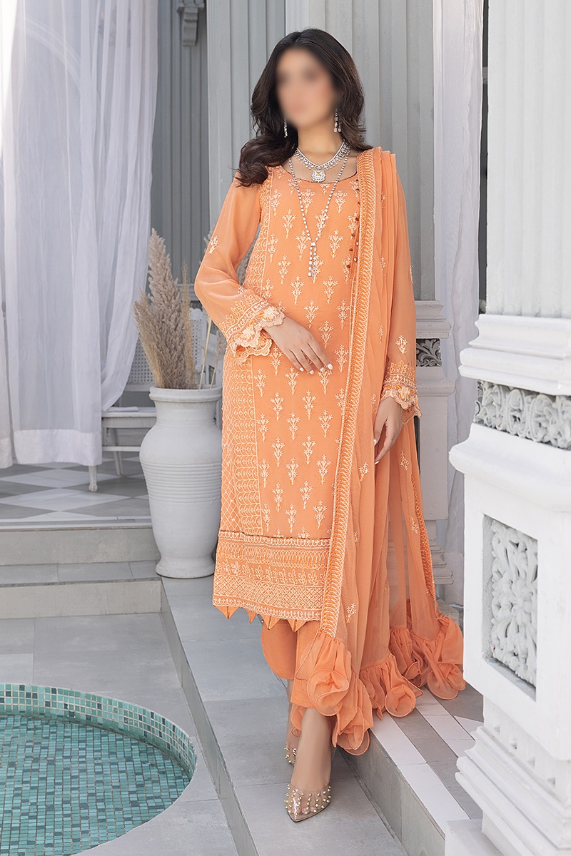 Merakish Unstitched Luxury Formal Collection 2023 - Orange Peel