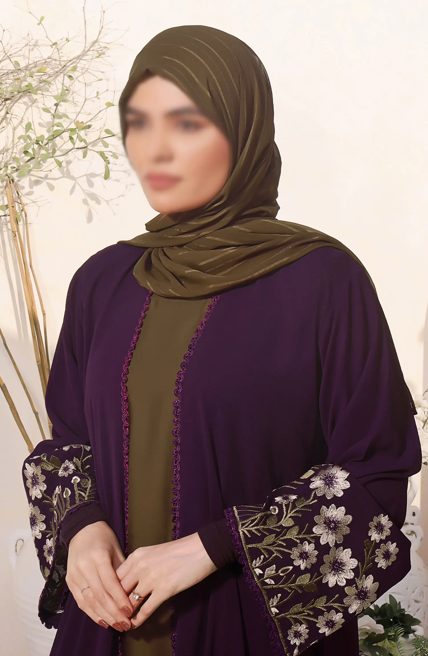 Nayab Abaya Collection Vol 23 by Amna khadija - Orchid Sage