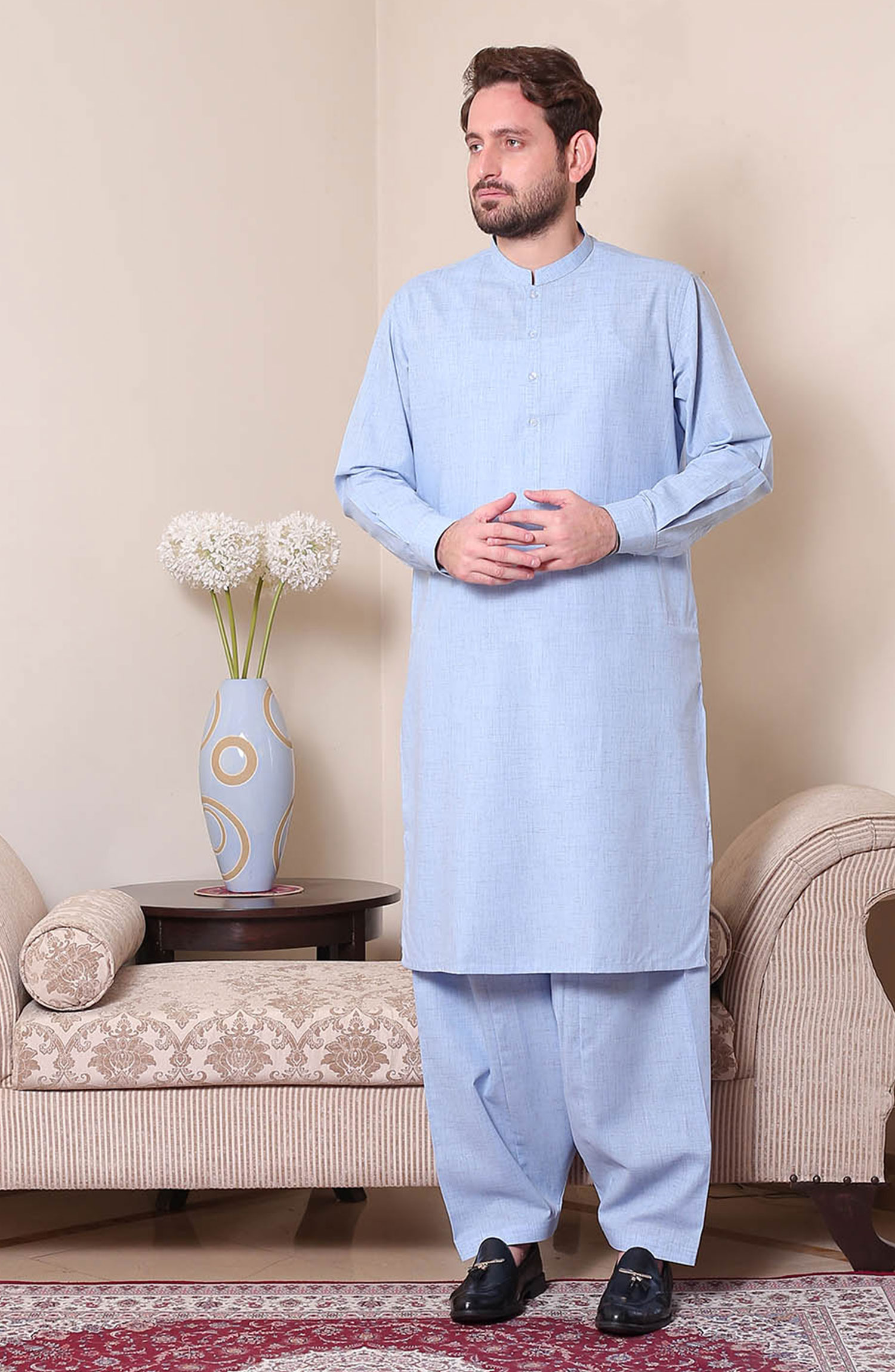 Real Image Mens Shalwar Kameez Collection 2024 - P - 61sc Blue