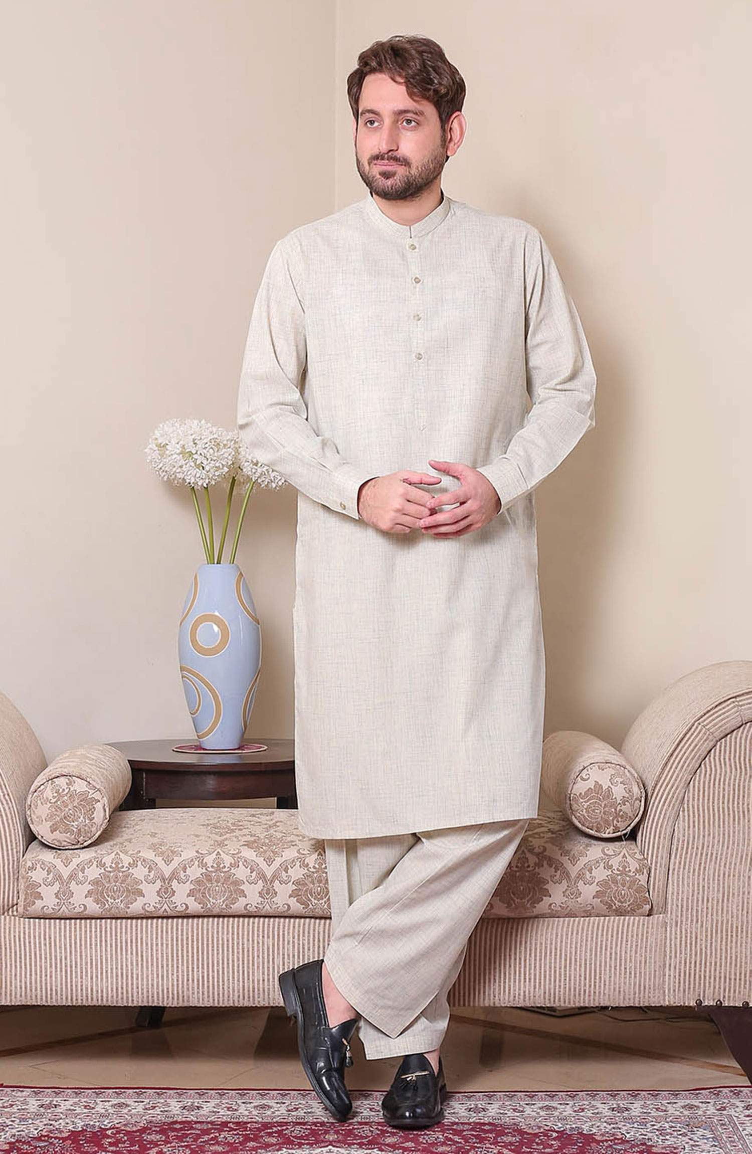 Real Image Mens Shalwar Kameez Collection 2024 - P - 61sc Cream