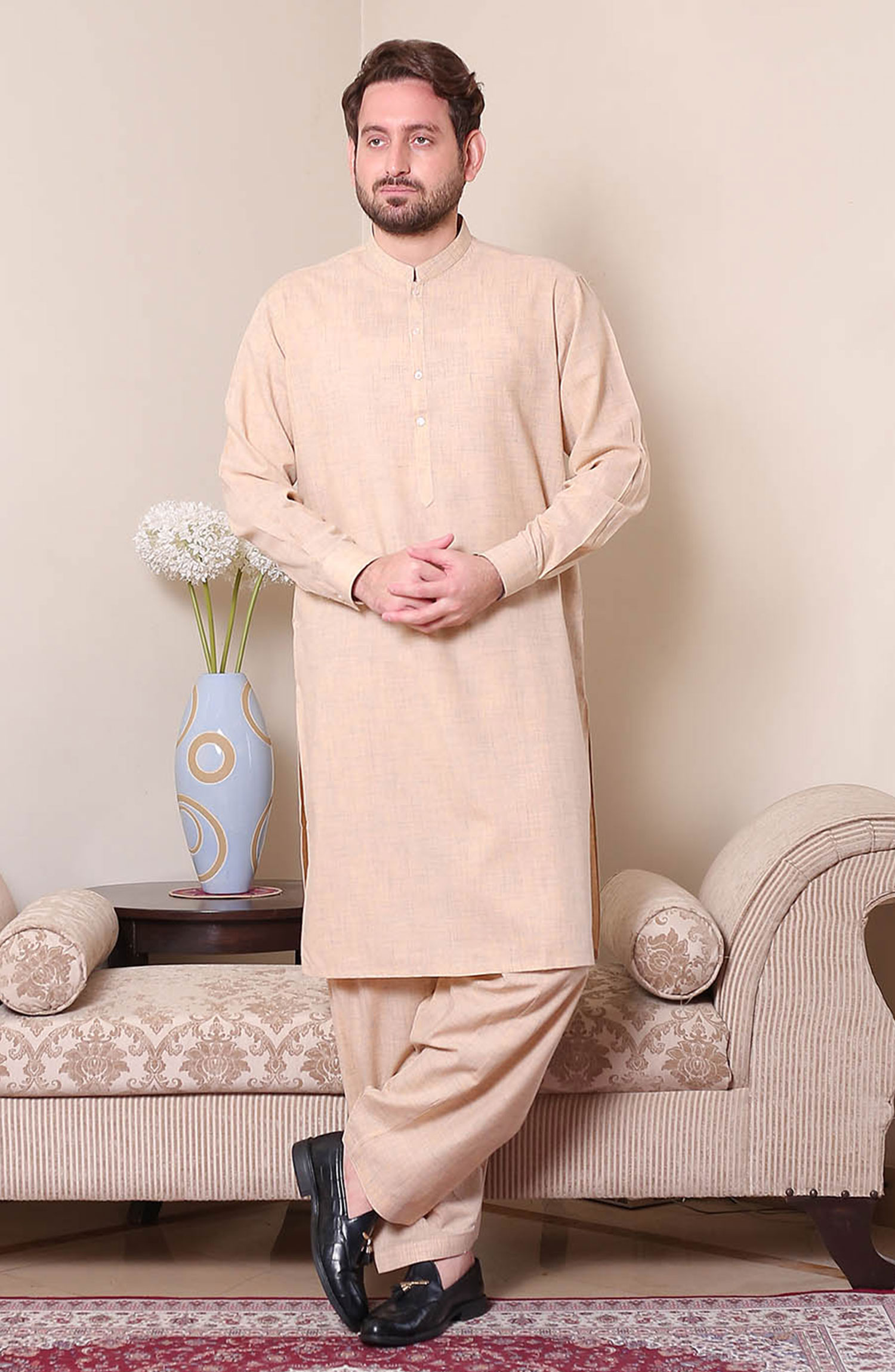 Real Image Mens Shalwar Kameez Collection 2024 - P - 61sc Peach