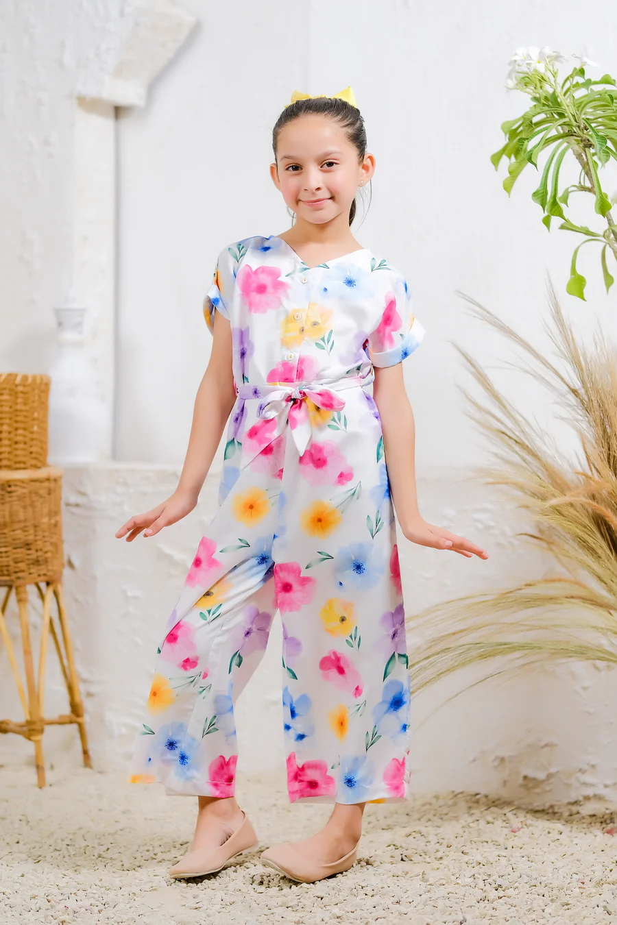 Kids 1 pc ready to wear - Pastel Petals Jumpsuit