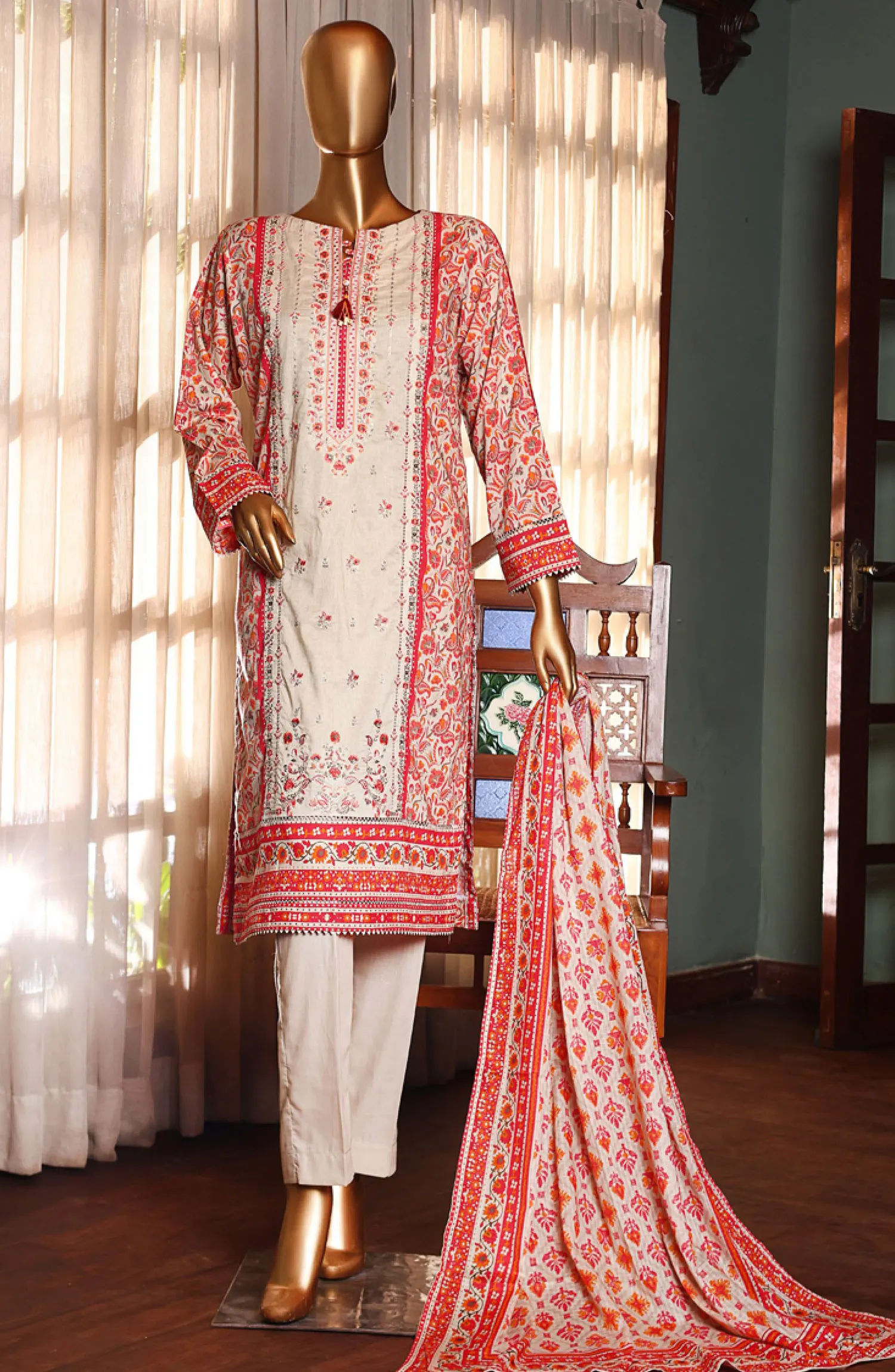 HZ RTW AASHKAAR Embroidered Lawn Collection Vol 2 - PEL 416 BEIGE (2)