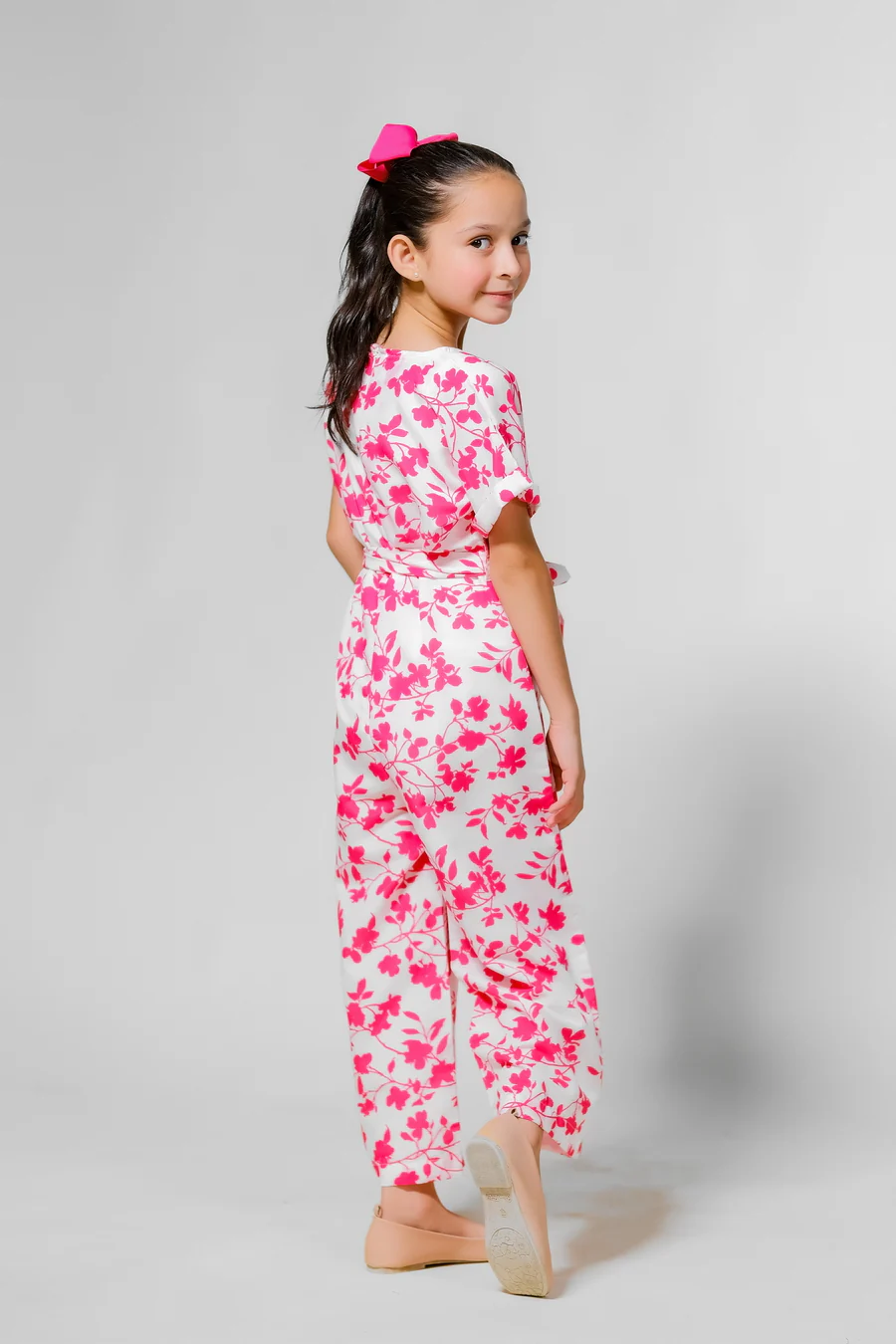 Kids 1 pc ready to wear - Pink Petals Jumpsuit