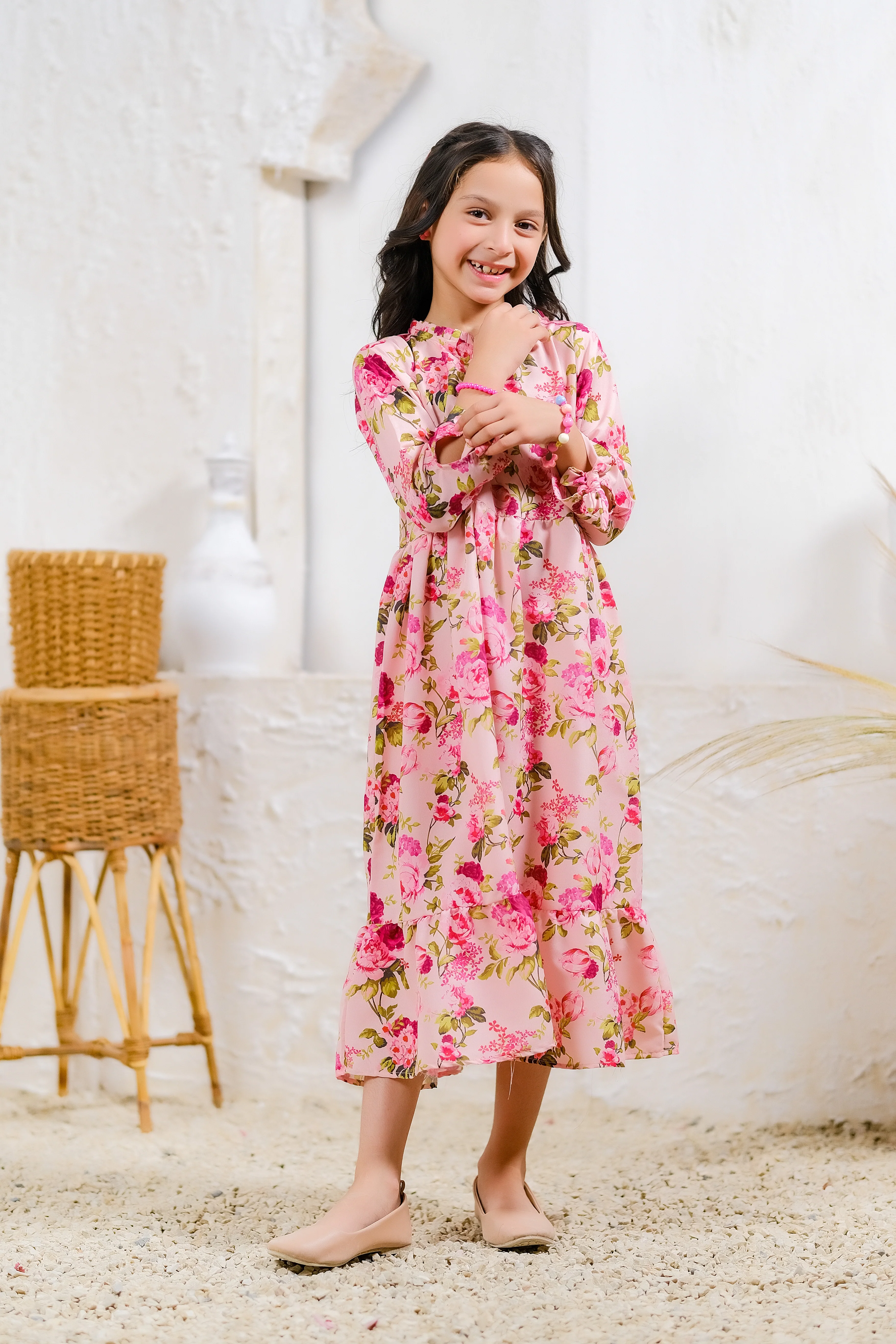 Kids 1 pc ready to wear - Pink Rose Garden