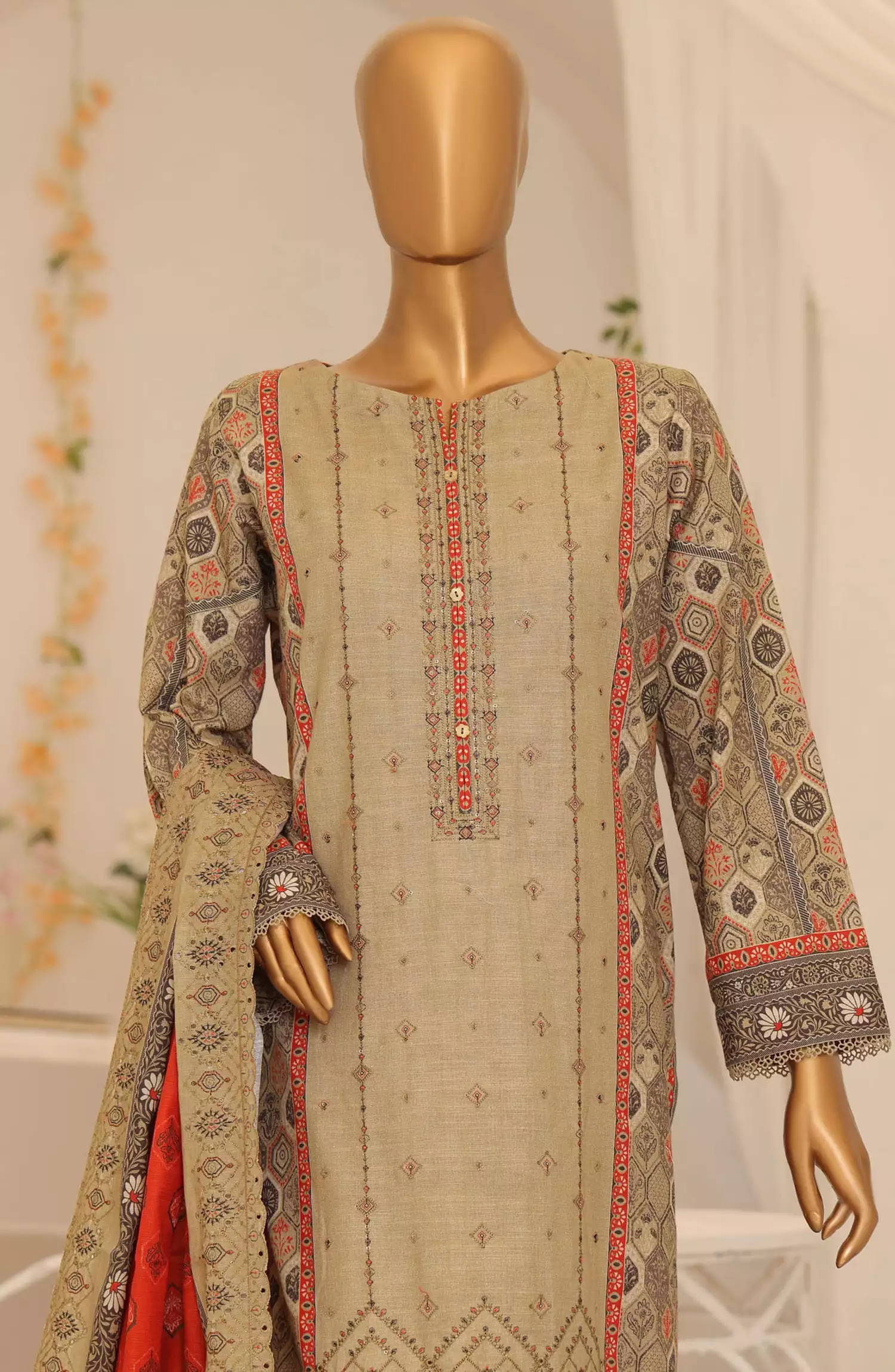 HZ Premium Embroidered Khaddar Collection 2024 - PKE 01