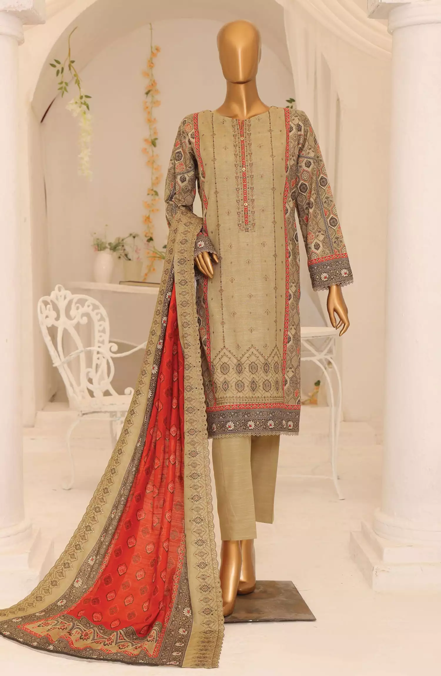 HZ Premium Embroidered Khaddar Collection 2024 - PKE 01