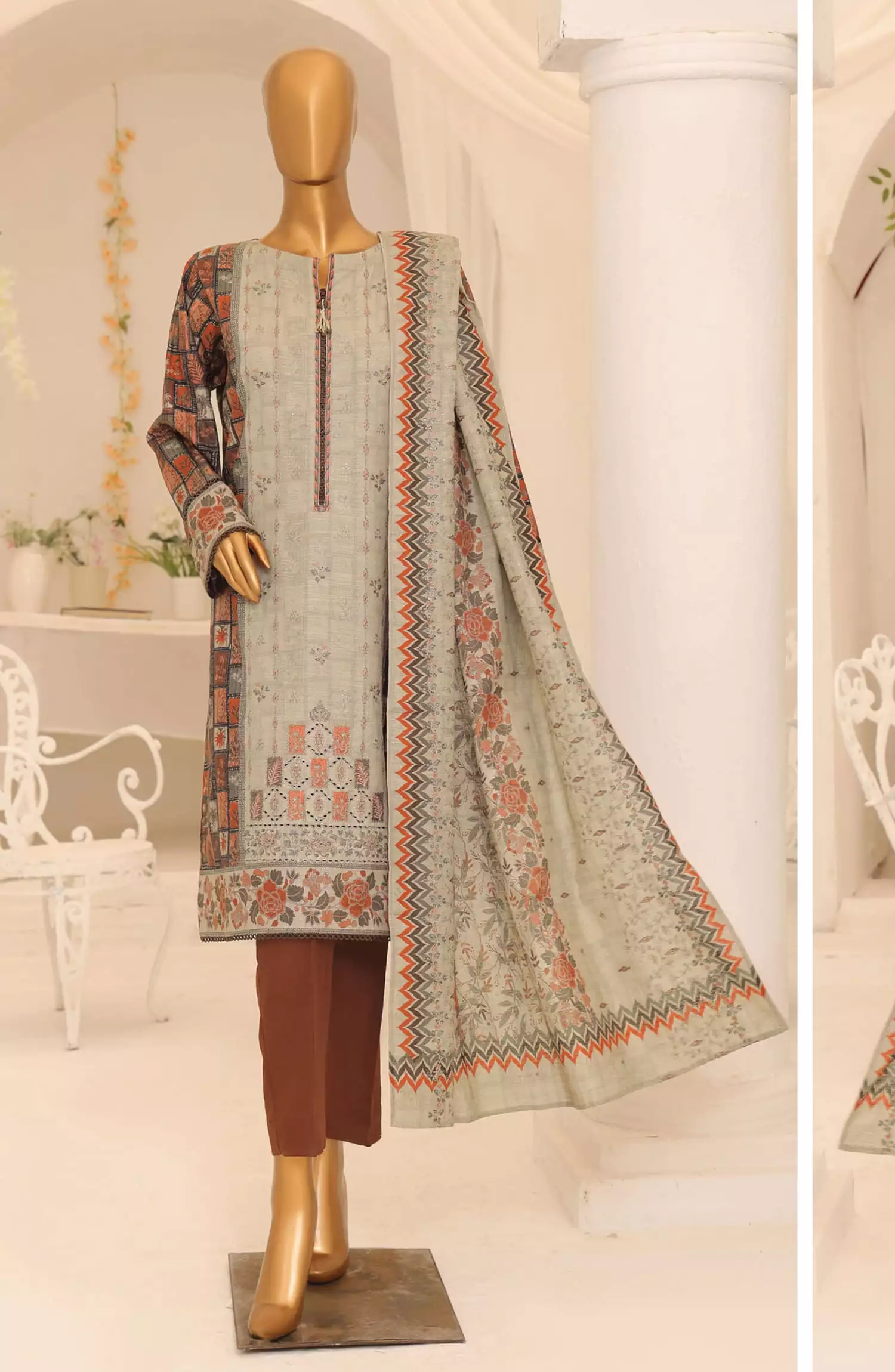 HZ Premium Embroidered Khaddar Collection 2024 - PKE 17