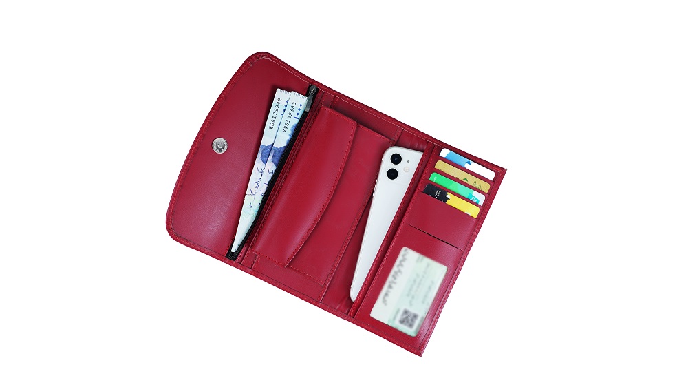 Women Essential Everyday Leather Clutch Wallet W-ROUND RED