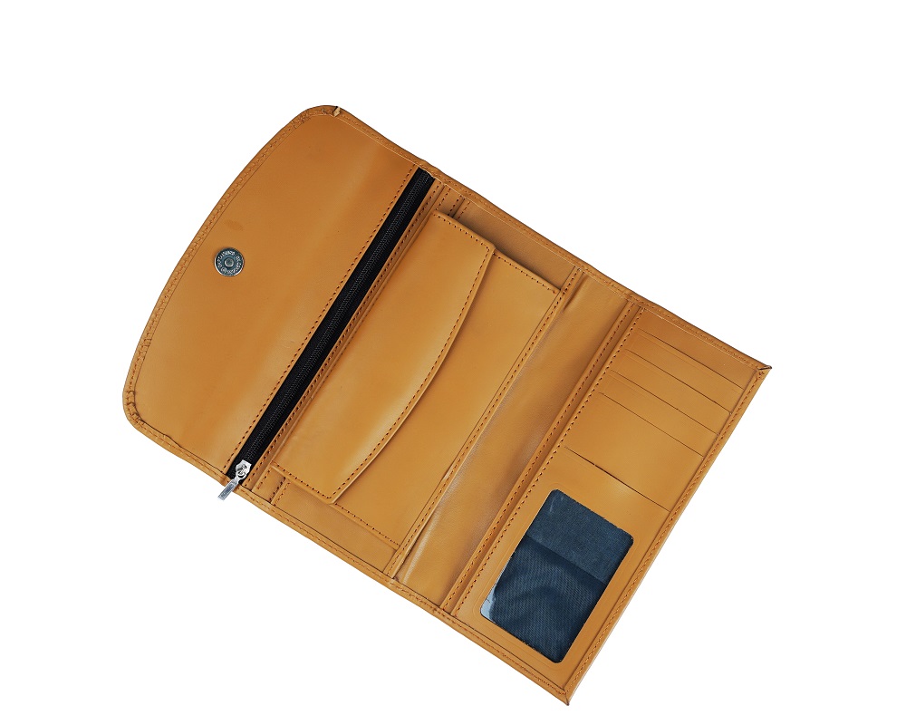 Women Essential Everyday Leather Clutch Wallet ROUND CAMEL