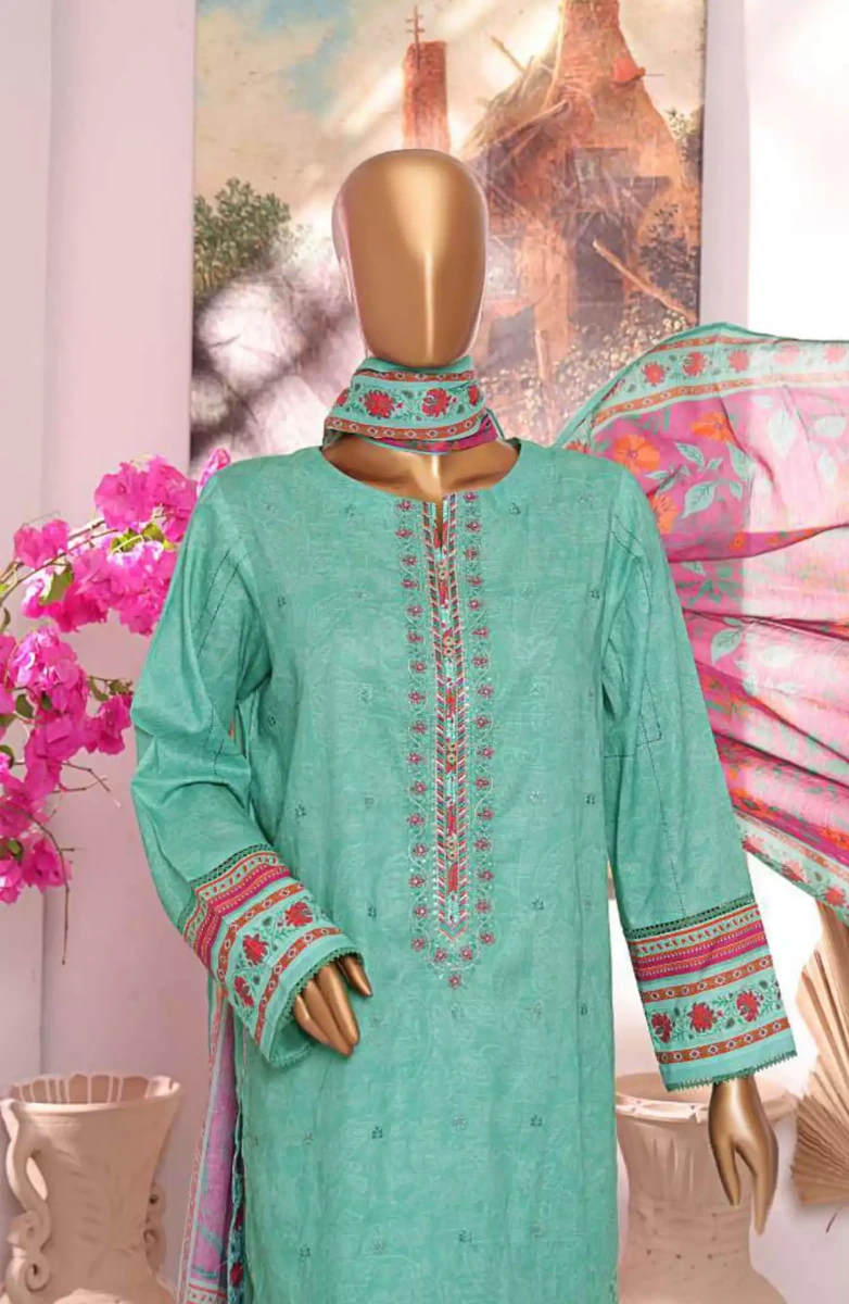 HZ Printkari Slub Cambric Embroidered Collection-PSC-217