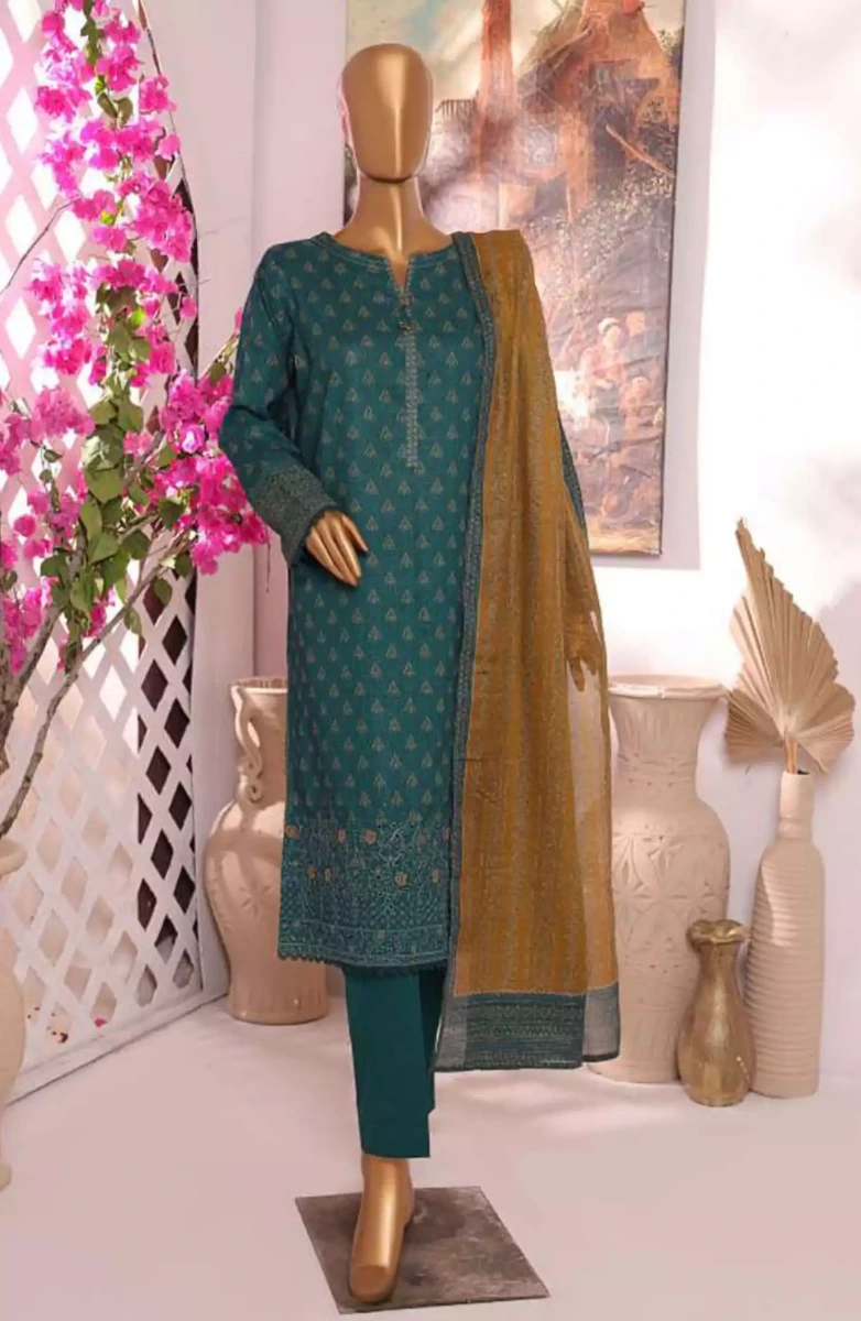 HZ Printkari Slub Cambric Embroidered Collection-PSC-223