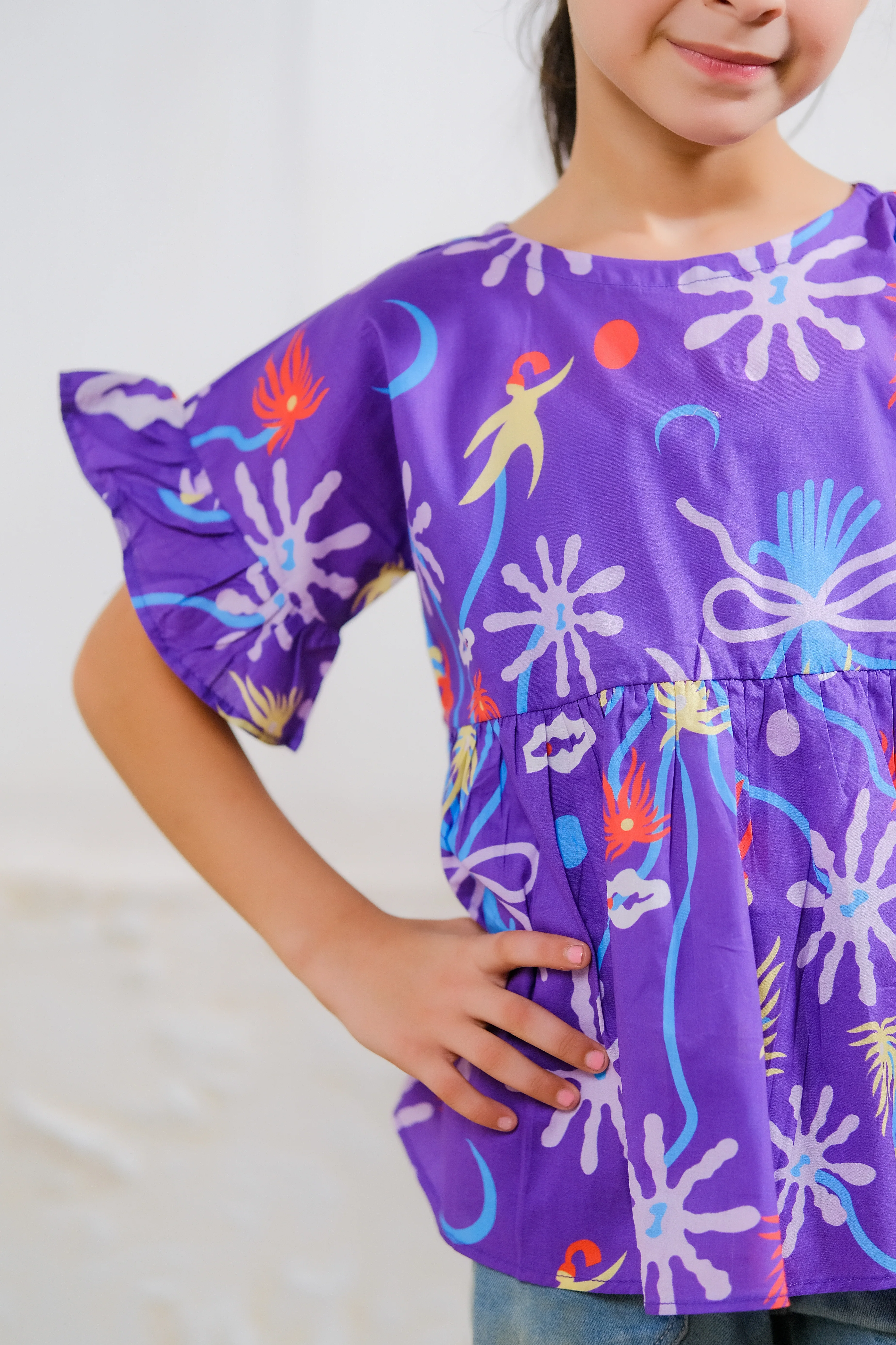 Kids Shirts & Tops - Purple Paradise Peplum Top