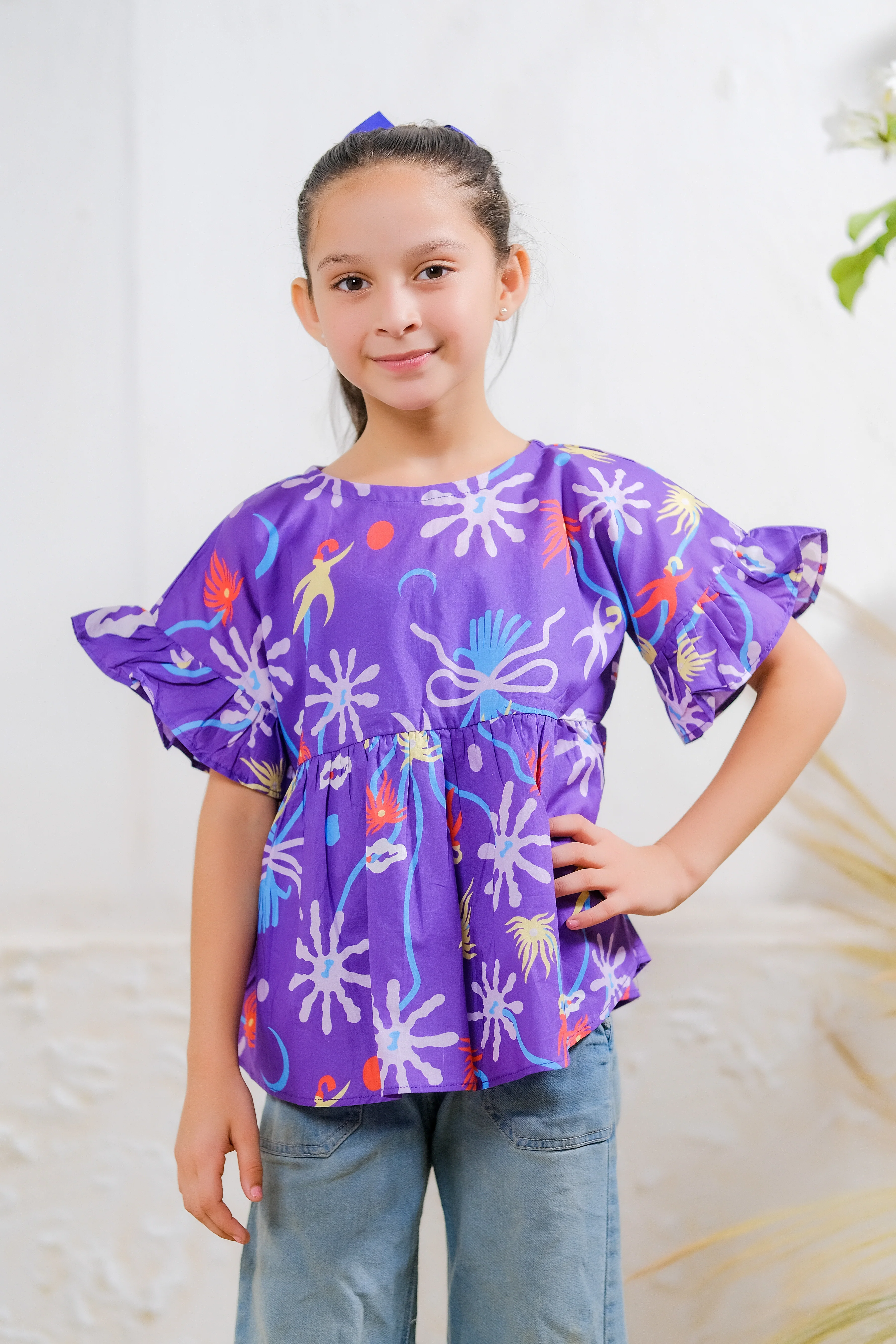 Kids Shirts & Tops - Purple Paradise Peplum Top