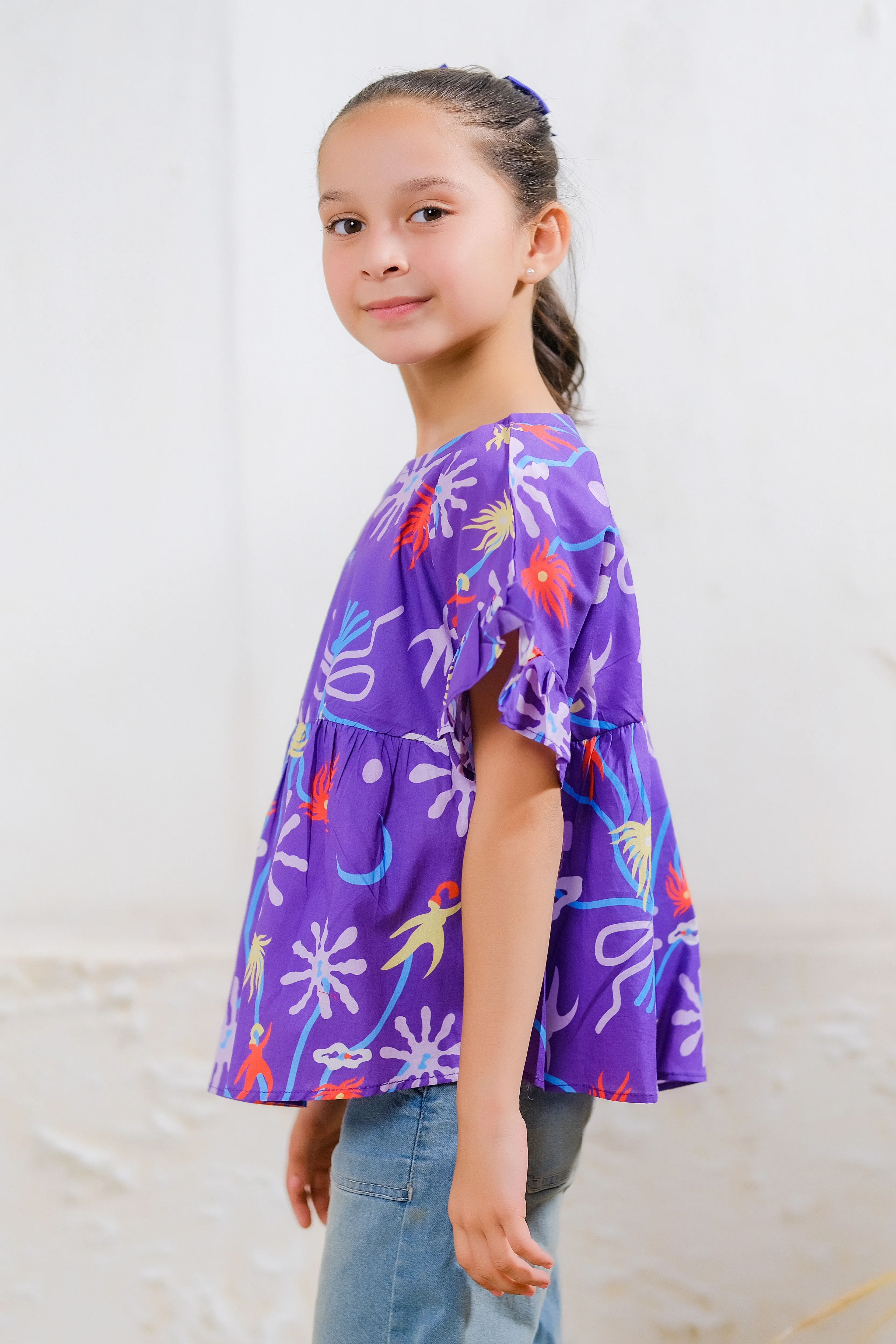 Kids Shirts & Tops - Purple Paradise Peplum Top