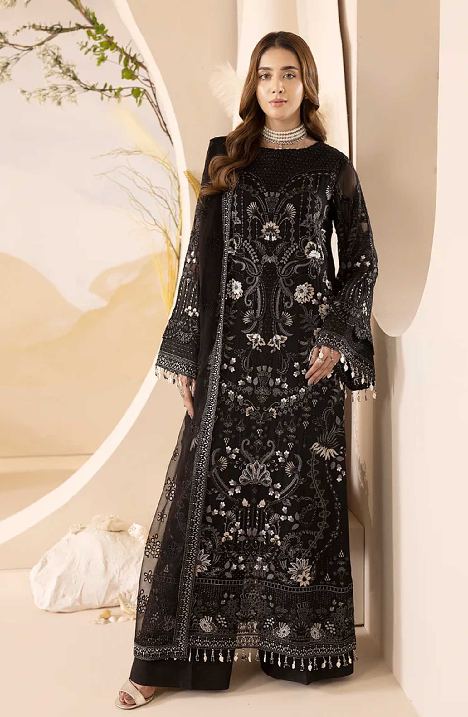 Lamisah Luxury Chiffon Unstitched Collection By Lavish Premium - Raven