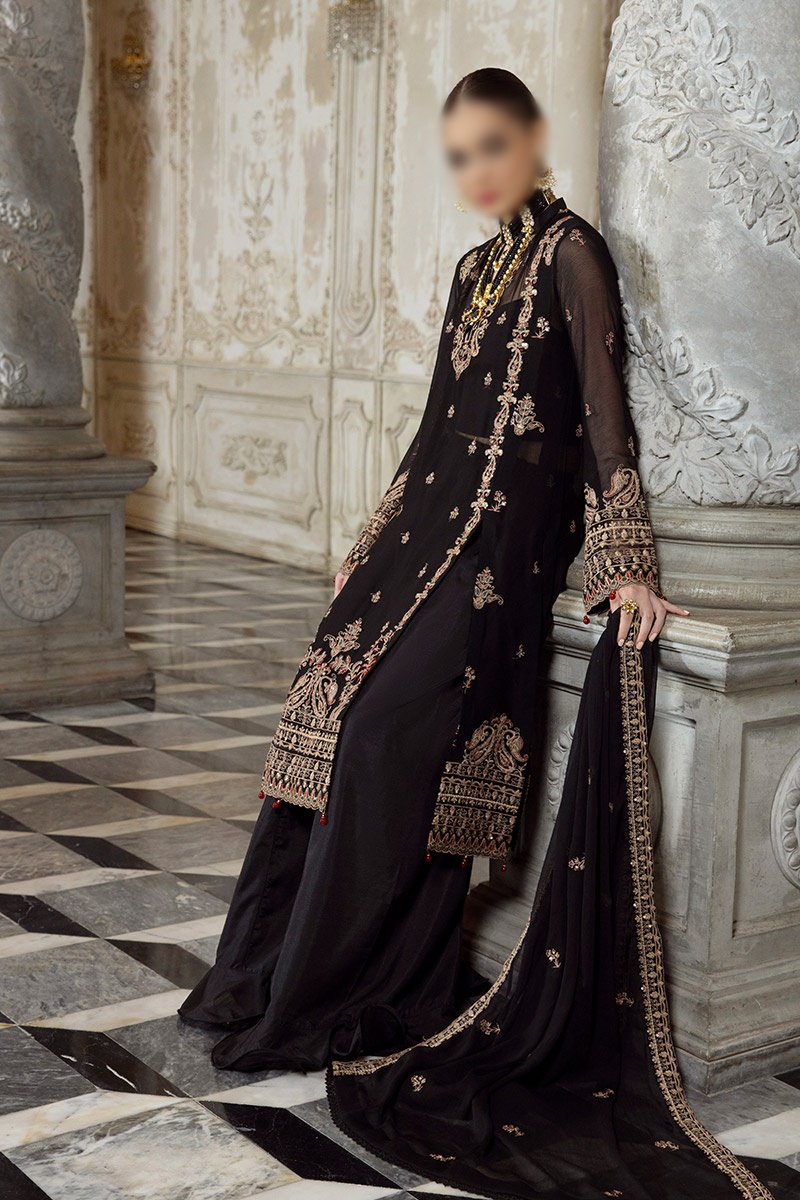 Merakish Unstitched Luxury Formal Collection 2023  - Rich Black