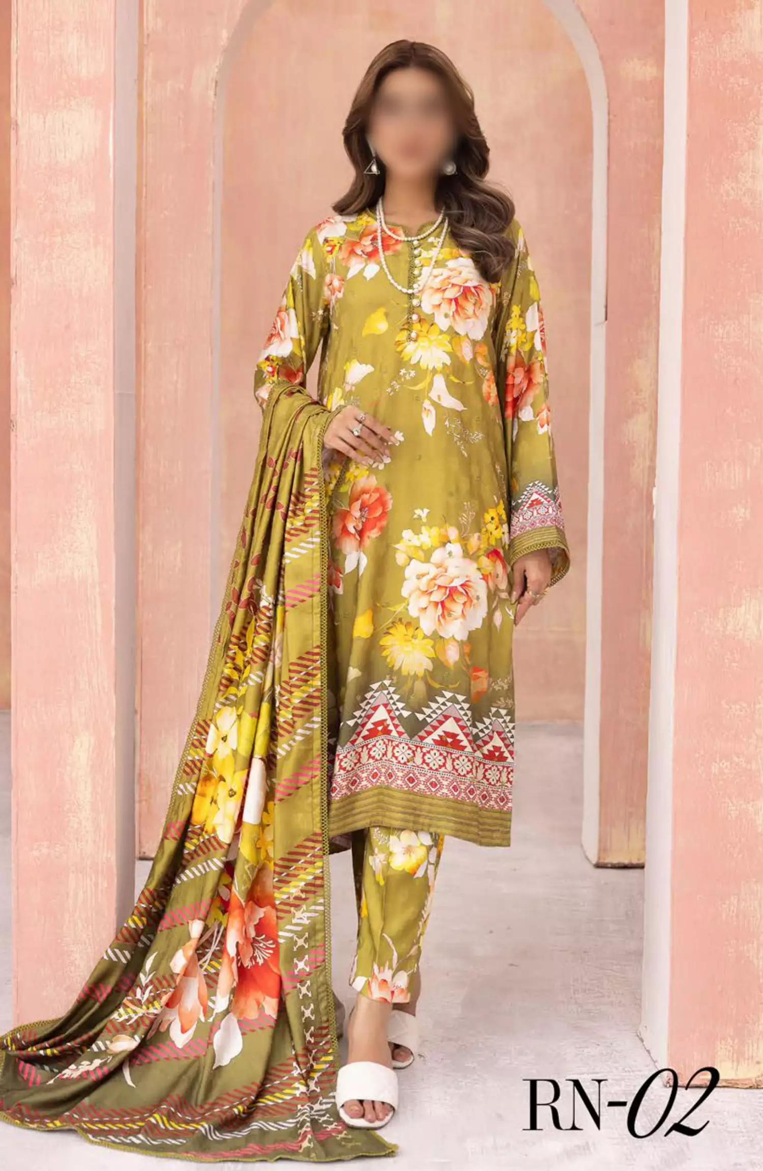 Rang Nagar Embroidered and Printed Slub Wool Collection - -RN 02