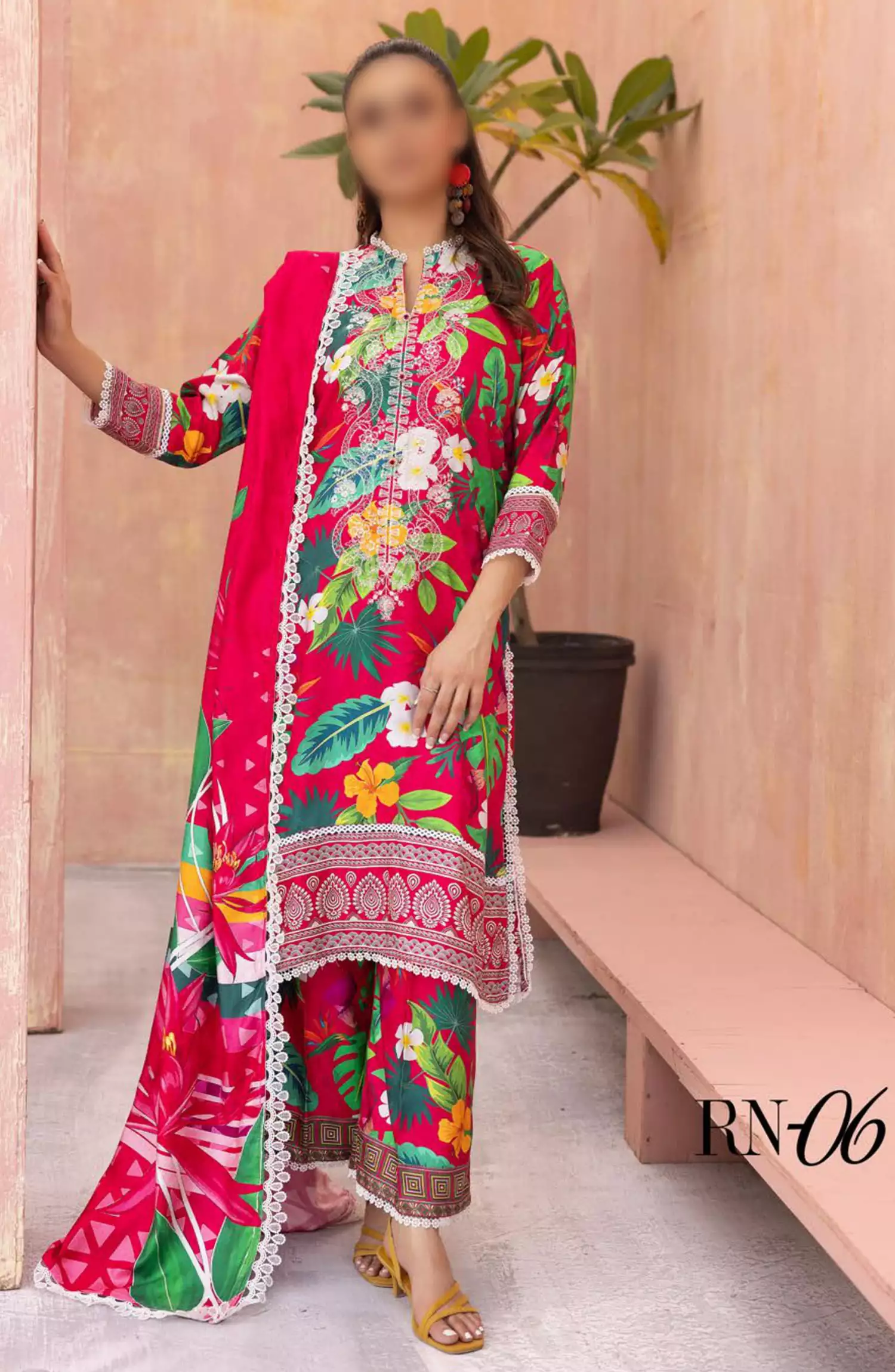 Rang Nagar Embroidered and Printed Slub Wool Collection - -RN 06