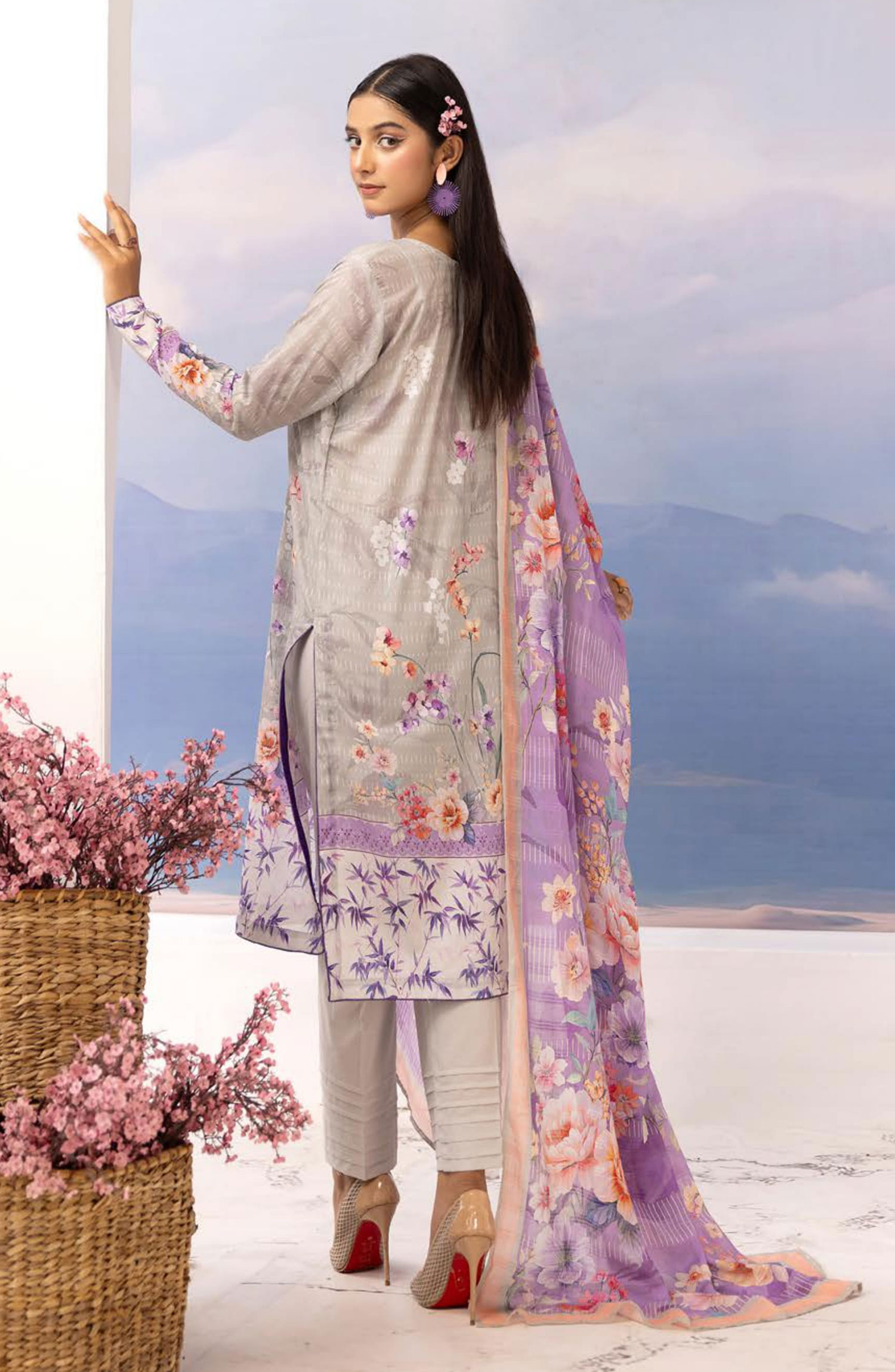 Rang Nagar Embroidered and Printed Unstitched Lawn Collection By NUR Vol 02 - RN-400