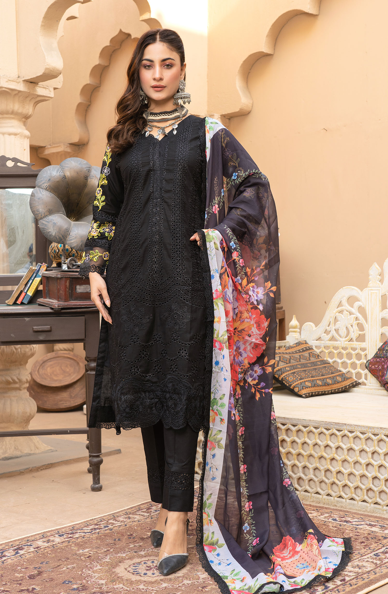 Raqs E Mughal Stitched Collection By AL Harir Apparel - Rohma Black