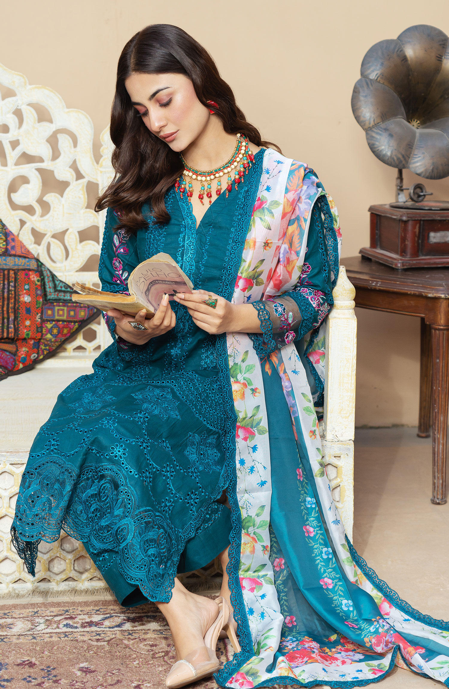 Raqs E Mughal Stitched Collection By AL Harir Apparel - Rohma Peacock