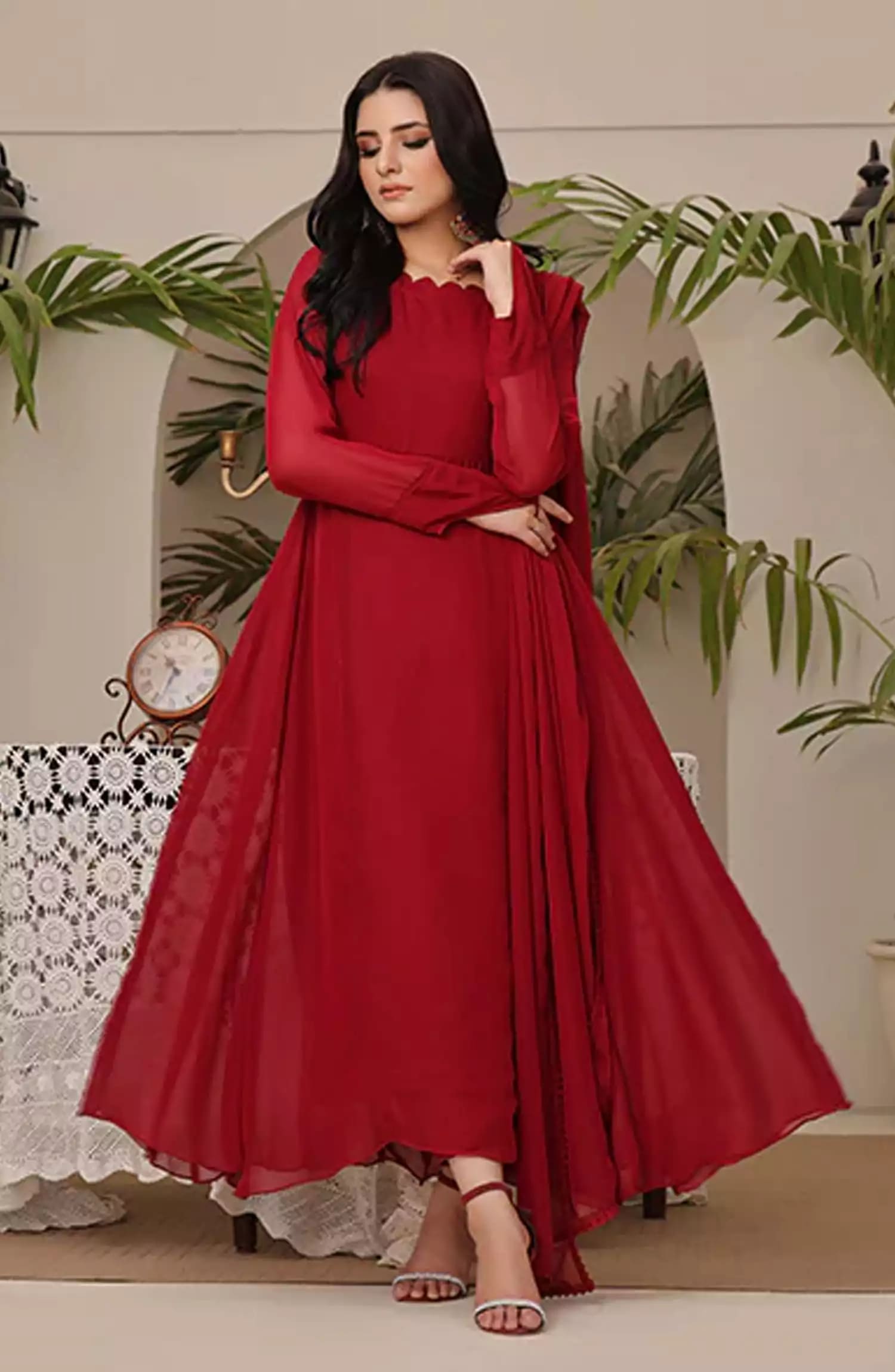 Ethereal Patels Stitched Collection By Nazmina - Rouge