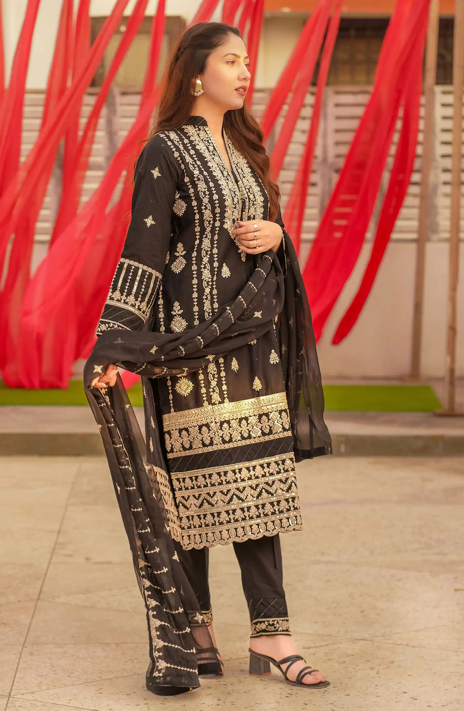 Roop Rang Stitched Collection By AL Harir Apparel-Royal Black