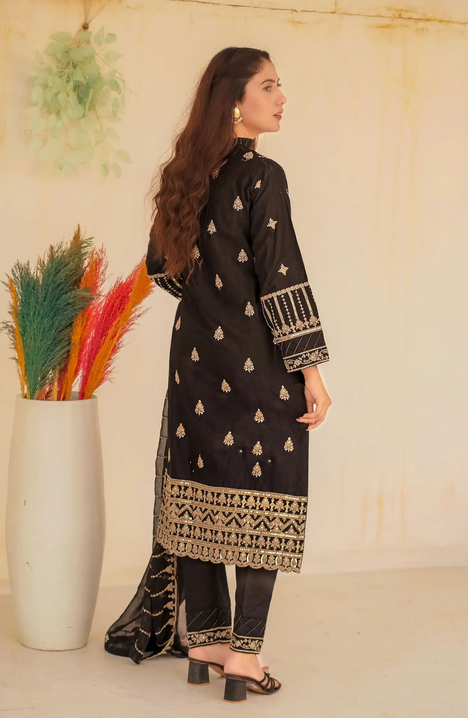 Roop Rang Stitched Collection By AL Harir Apparel-Royal Black