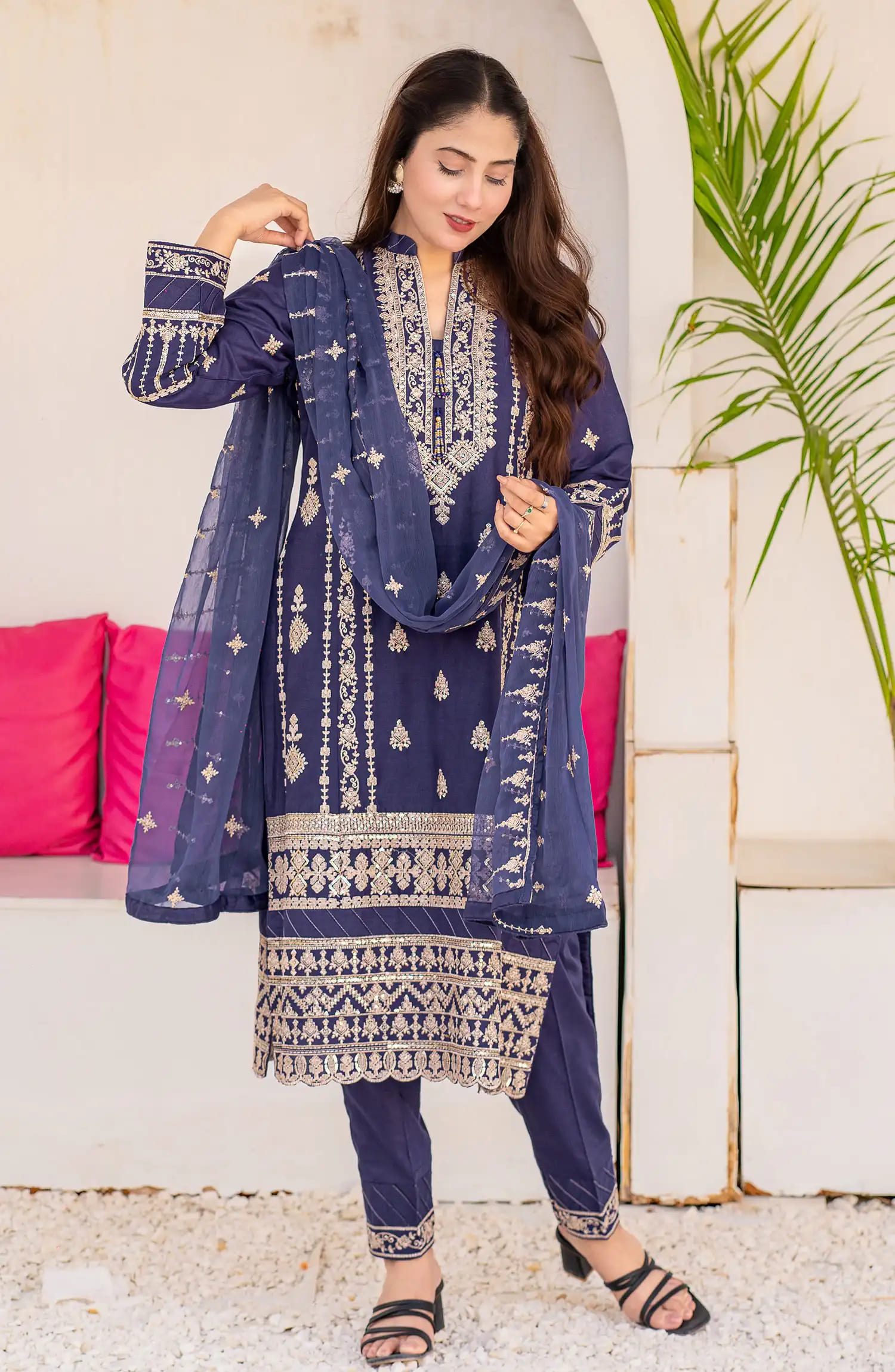 Roop Rang Stitched Collection By AL Harir Apparel-Royal Blue