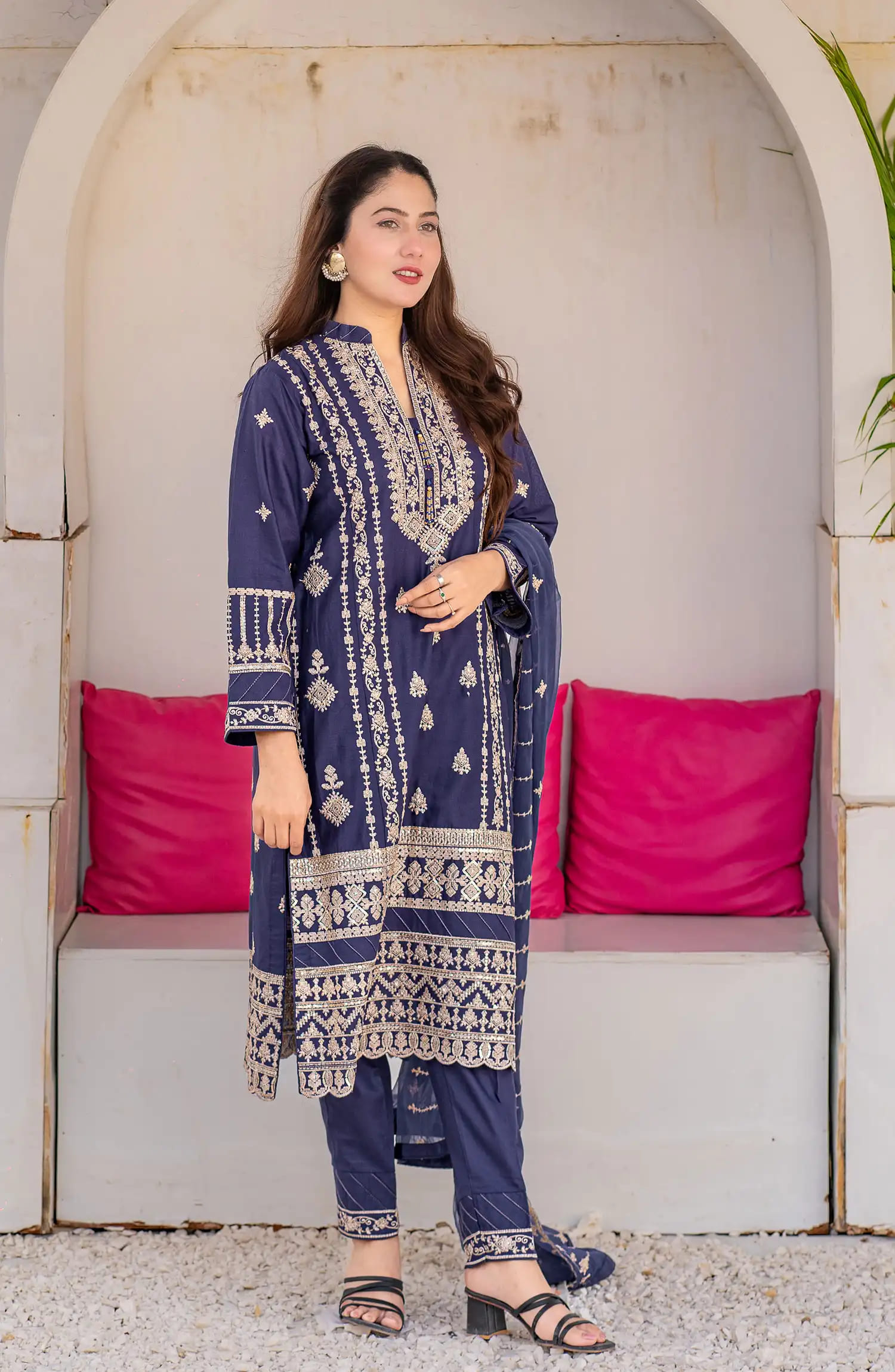 Roop Rang Stitched Collection By AL Harir Apparel-Royal Blue