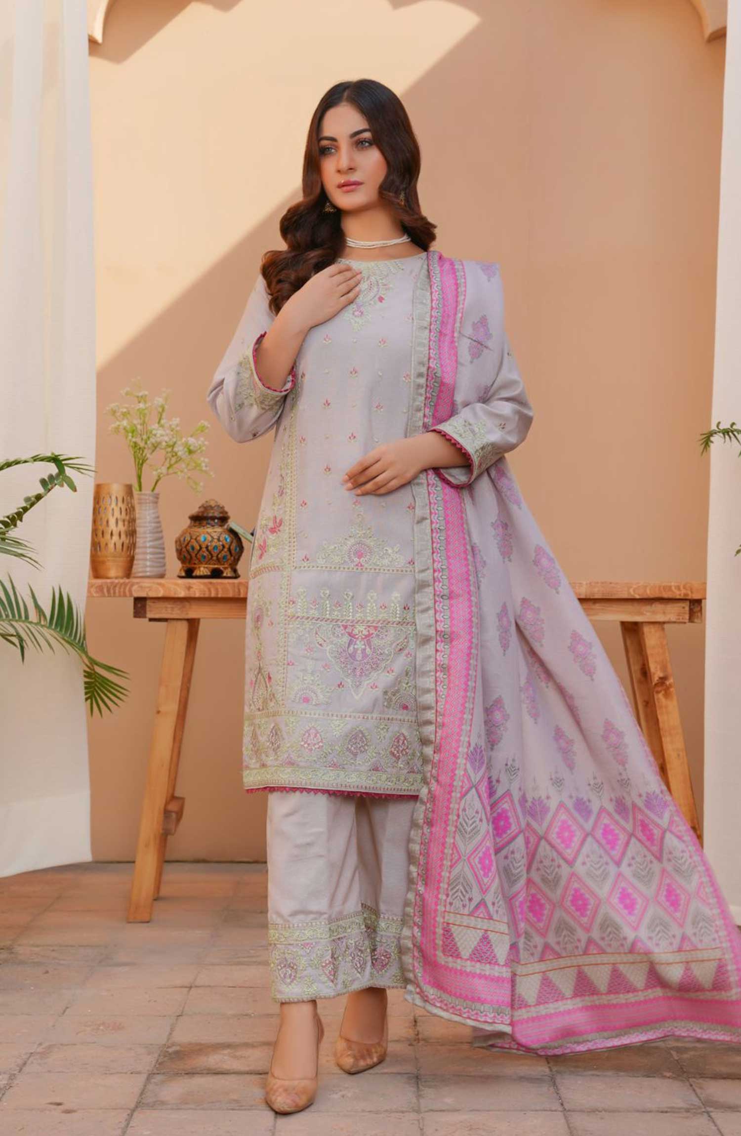 Thread & Weaves 3 PC - Embroidered Karandi Pret Collection RTWKR24102