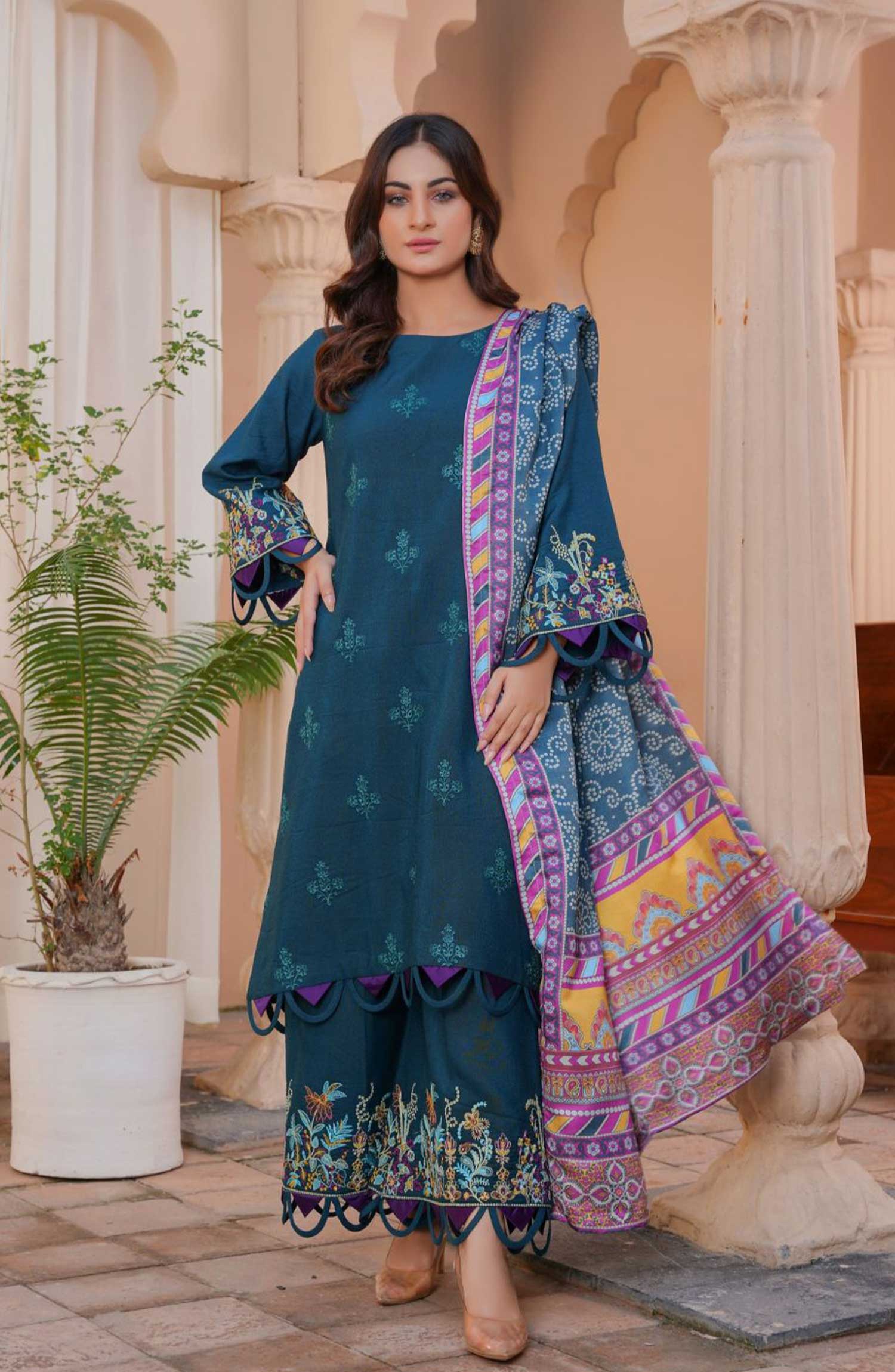 Thread & Weaves 3 PC - Embroidered Karandi Pret Collection RTWKR24105