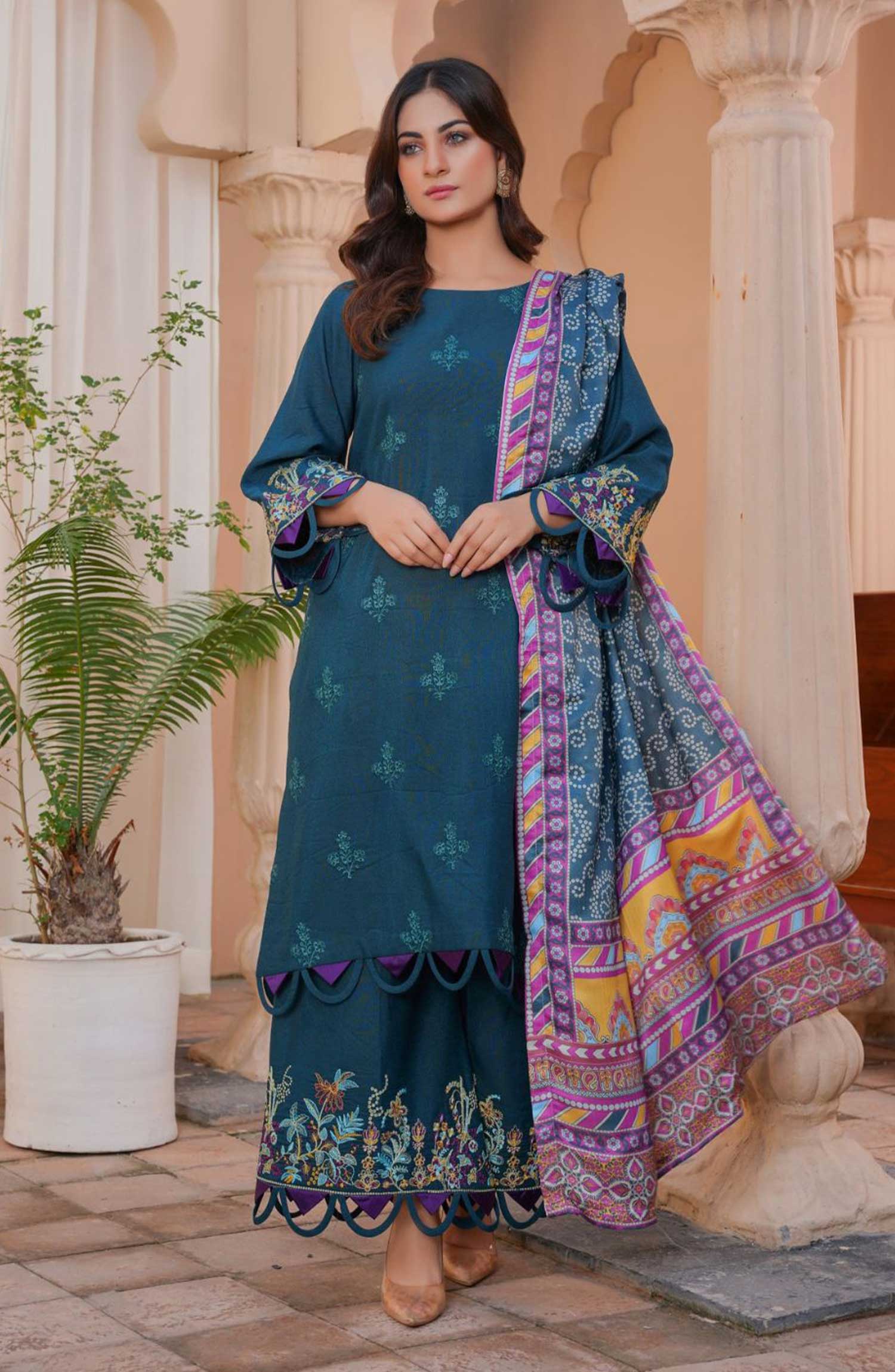 Thread & Weaves 3 PC - Embroidered Karandi Pret Collection RTWKR24105