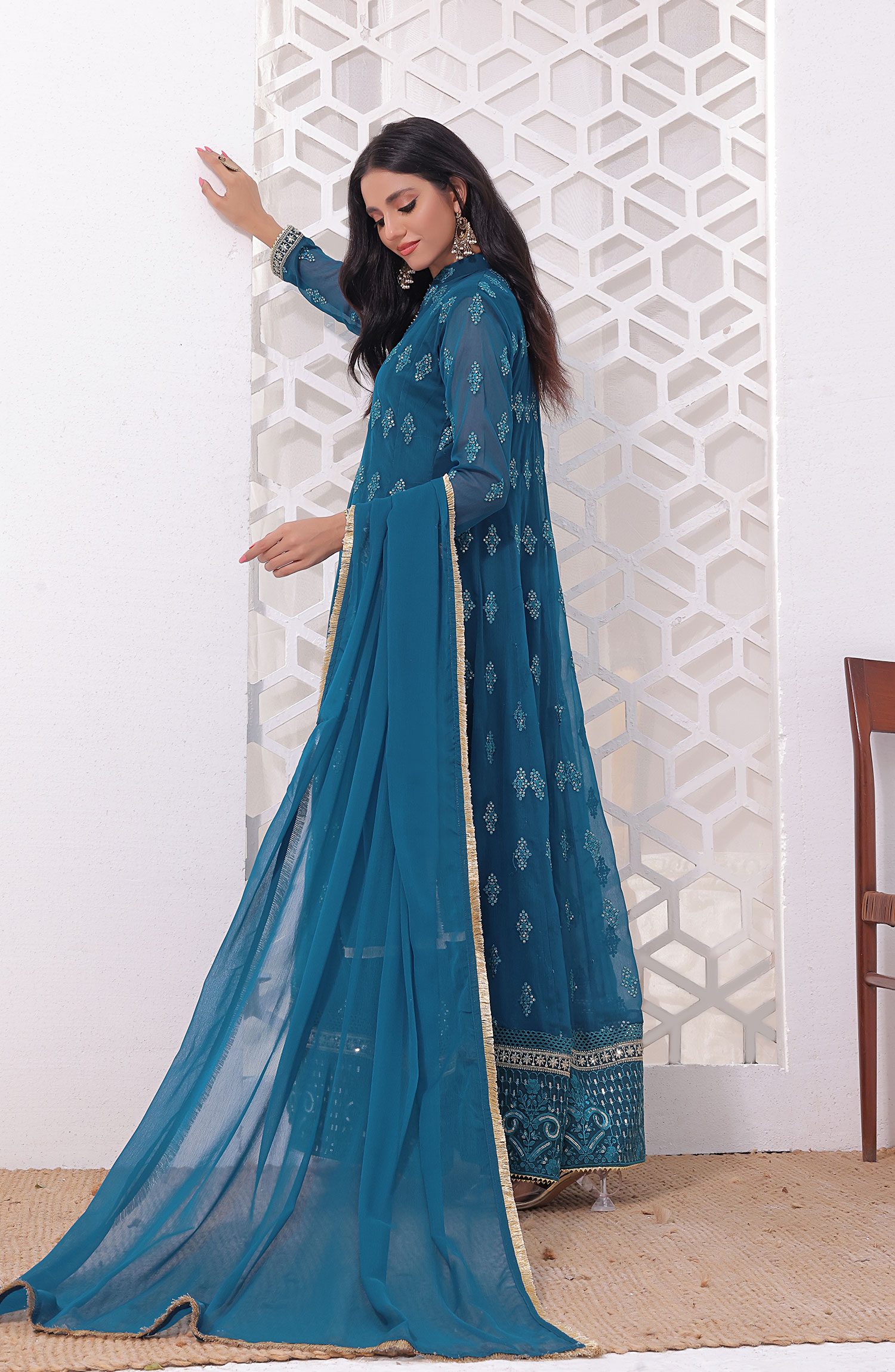 Raqs E Mughal Stitched Collection By AL Harir Apparel - Ruby Peacock