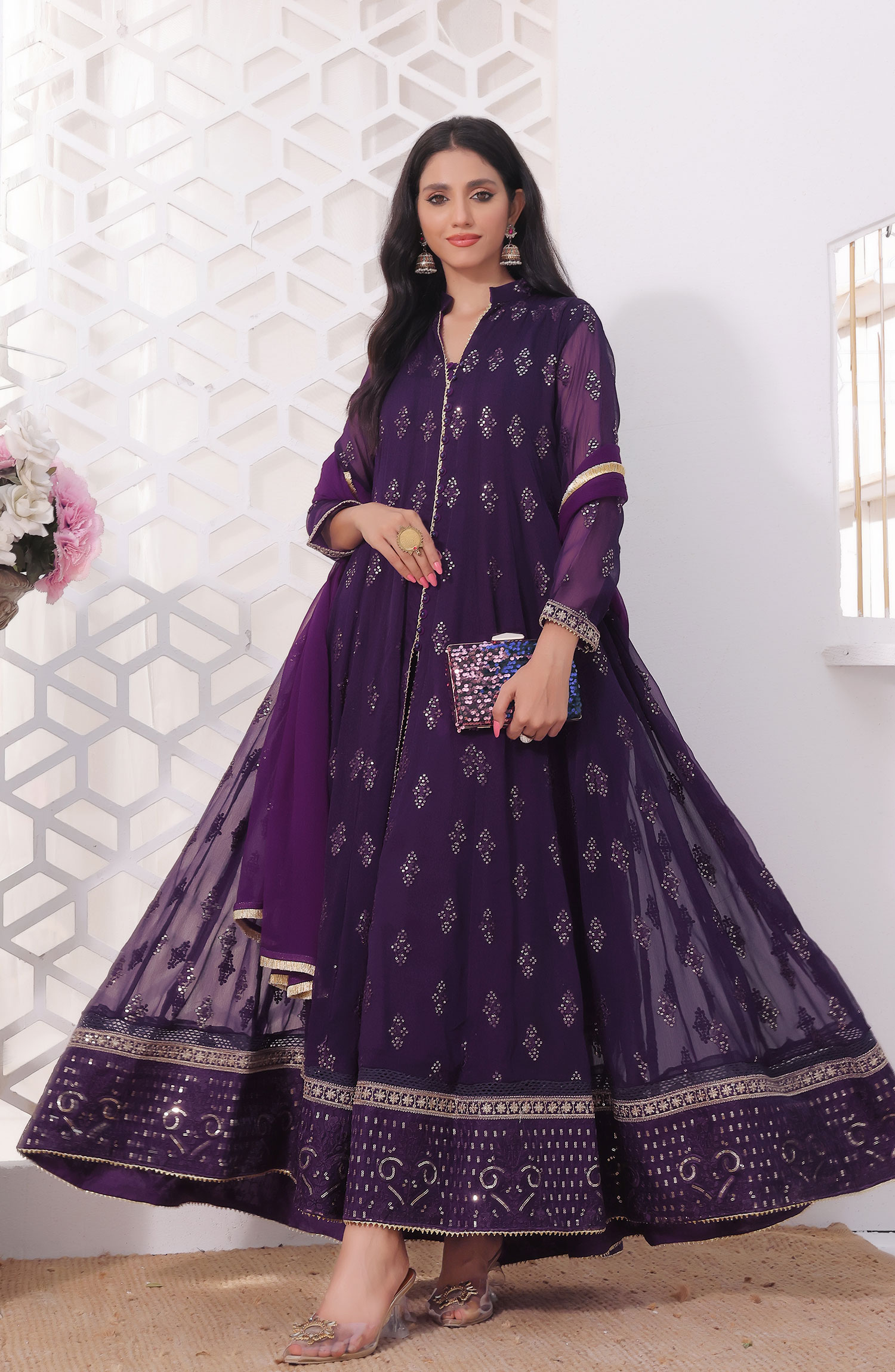 Raqs E Mughal Stitched Collection By AL Harir Apparel - Ruby Purple