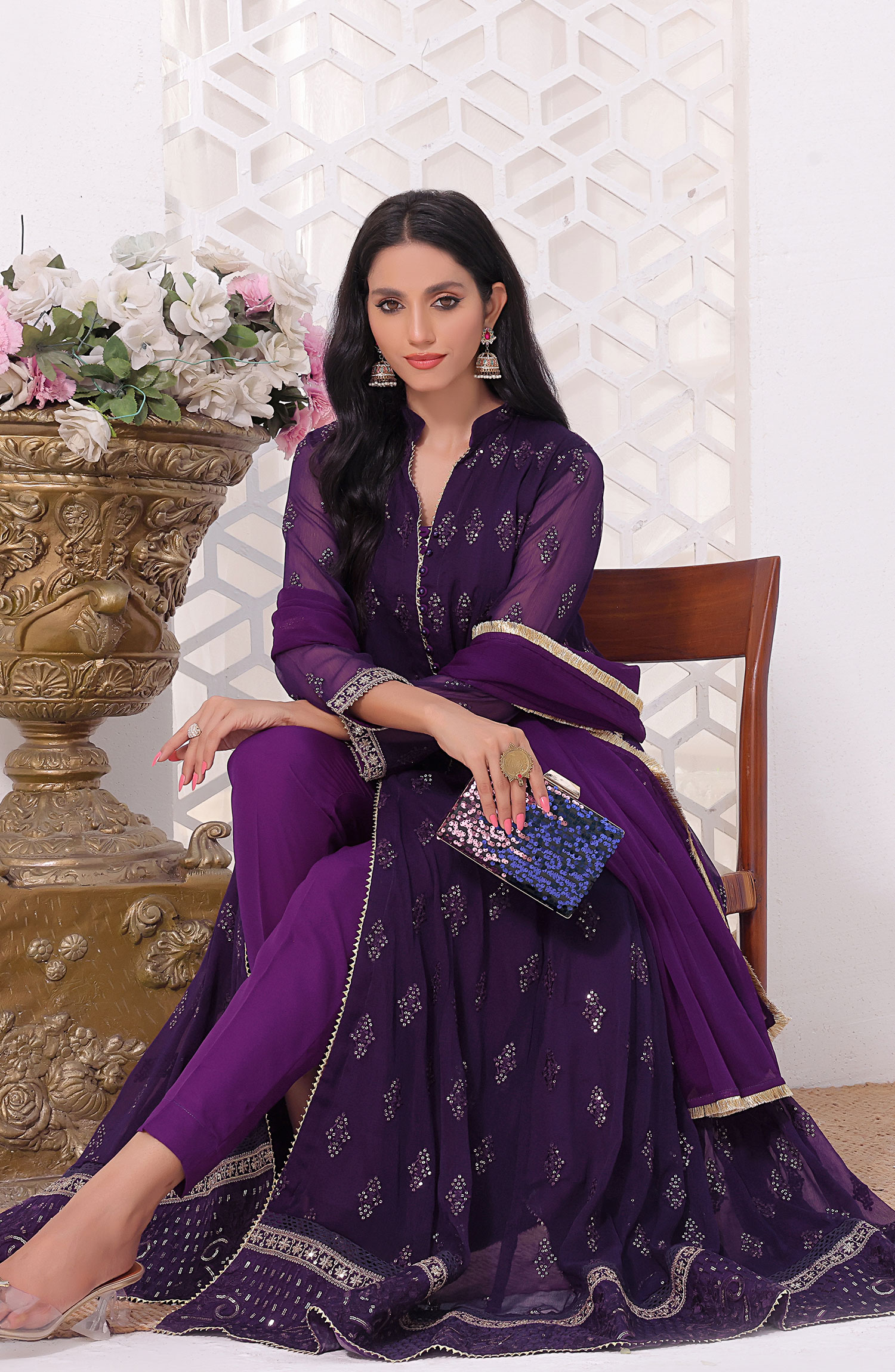 Raqs E Mughal Stitched Collection By AL Harir Apparel - Ruby Purple