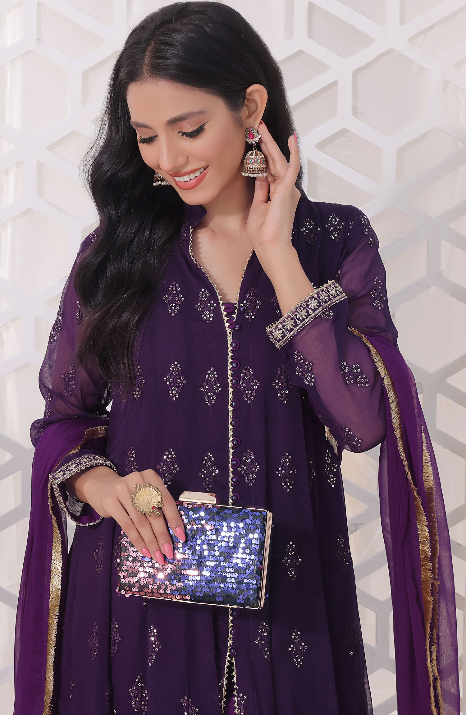 Raqs E Mughal Stitched Collection By AL Harir Apparel - Ruby Purple